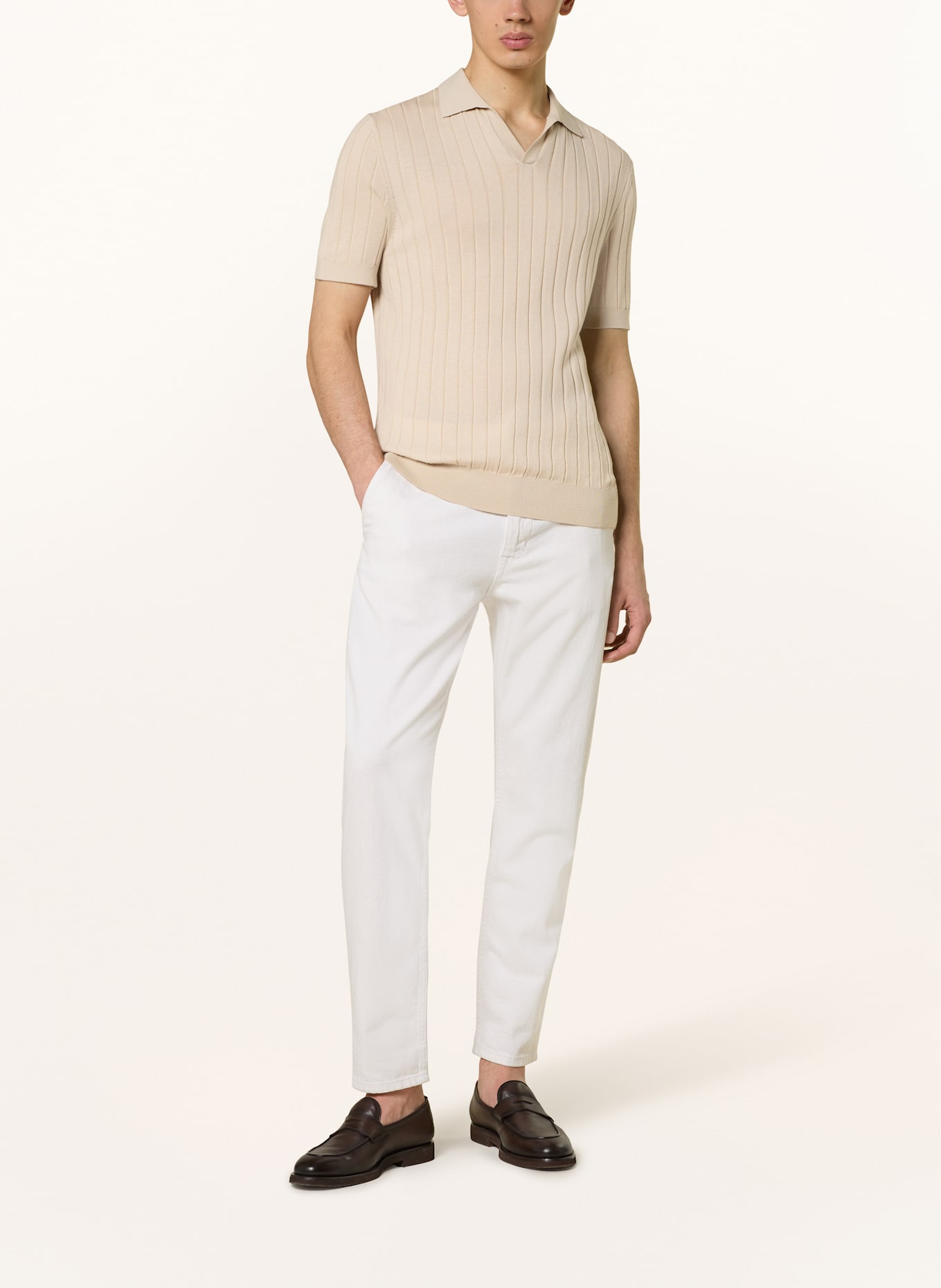 BALDESSARINI Strick-Poloshirt: BEIGE