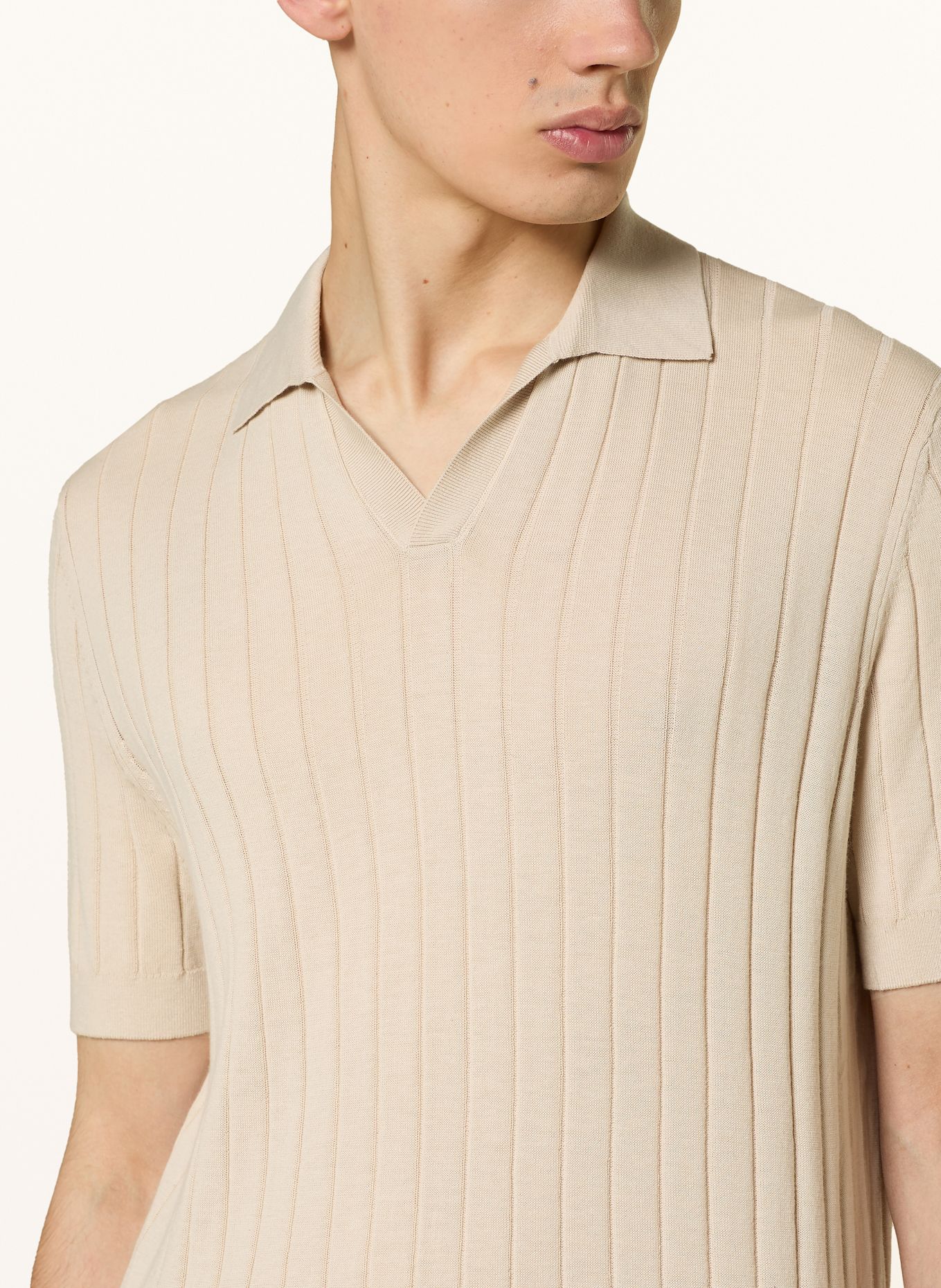 BALDESSARINI Strick-Poloshirt: BEIGE