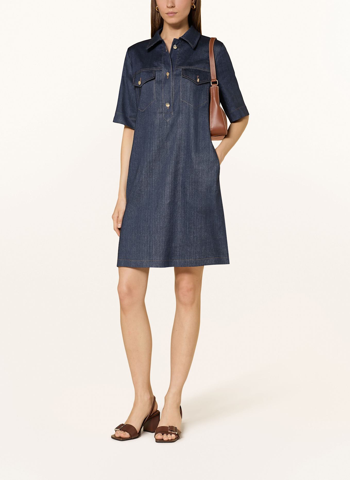 RIANI Shirt dress in denim look with linen: DARK BLUE