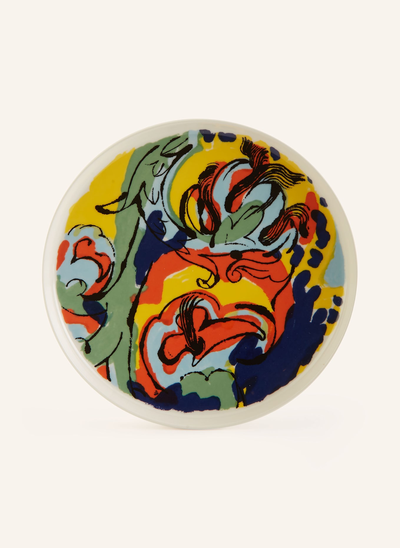 marimekko 2er-Set Speiseteller OIVA: VILDSTJÄLK & KRAFTMO: CREME / SCHWARZ