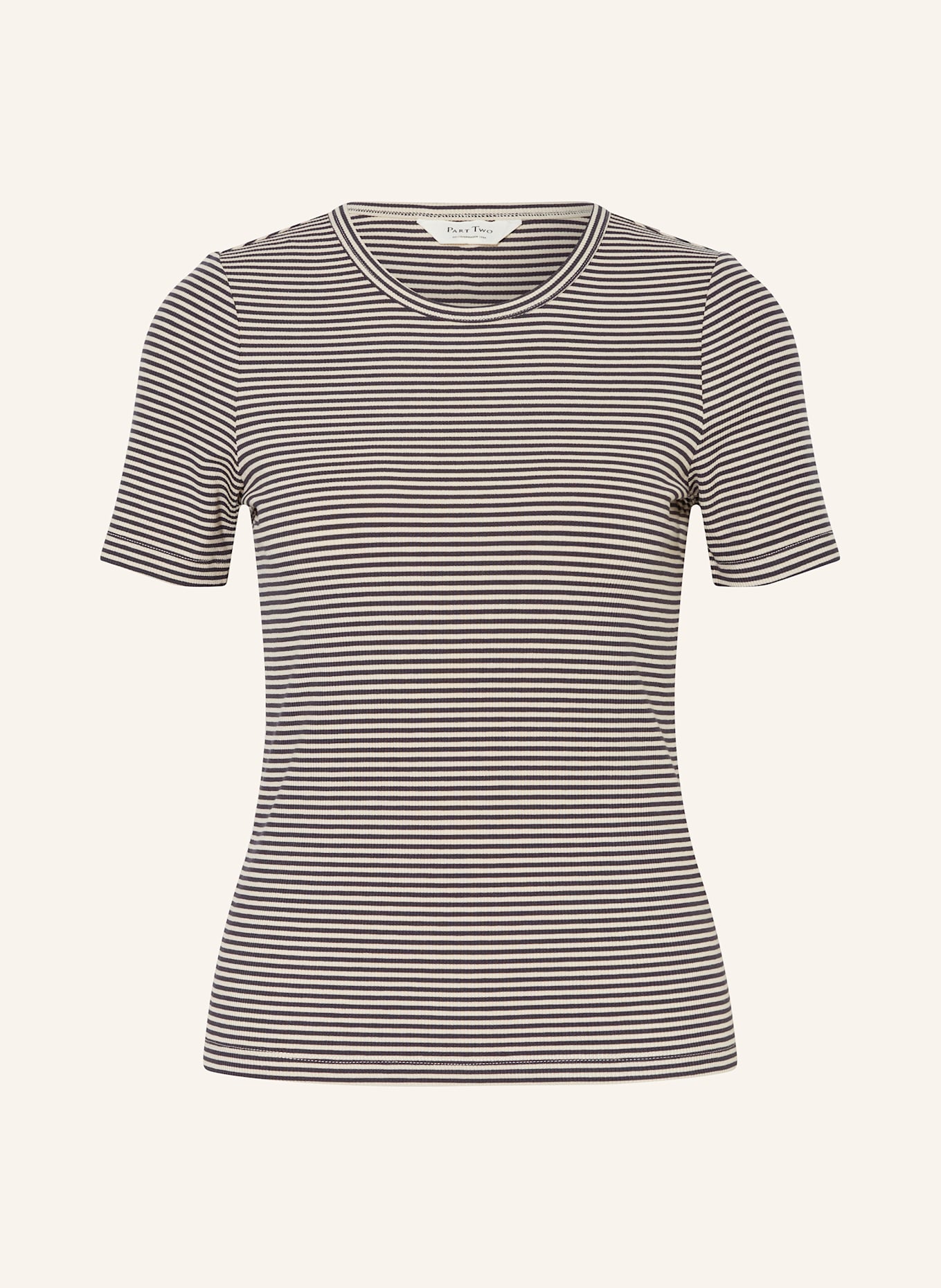 Part Two T-Shirt: CREME / DUNKELBLAU