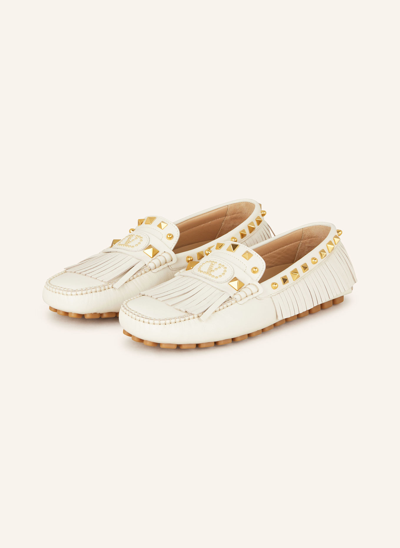 VALENTINO GARAVANI Mokassins DRIVER mit Nieten: CREME