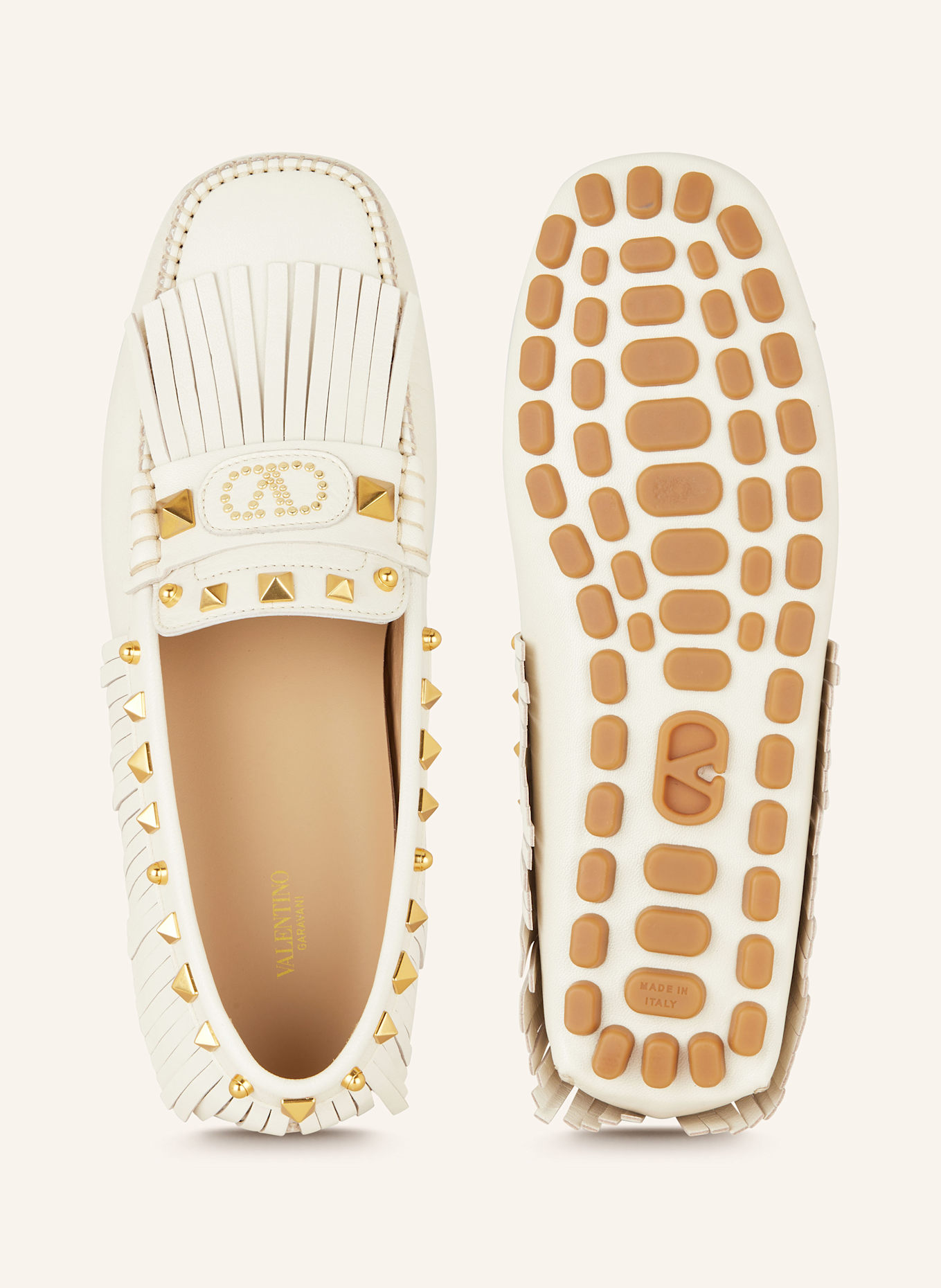 VALENTINO GARAVANI Mokassins DRIVER mit Nieten: CREME