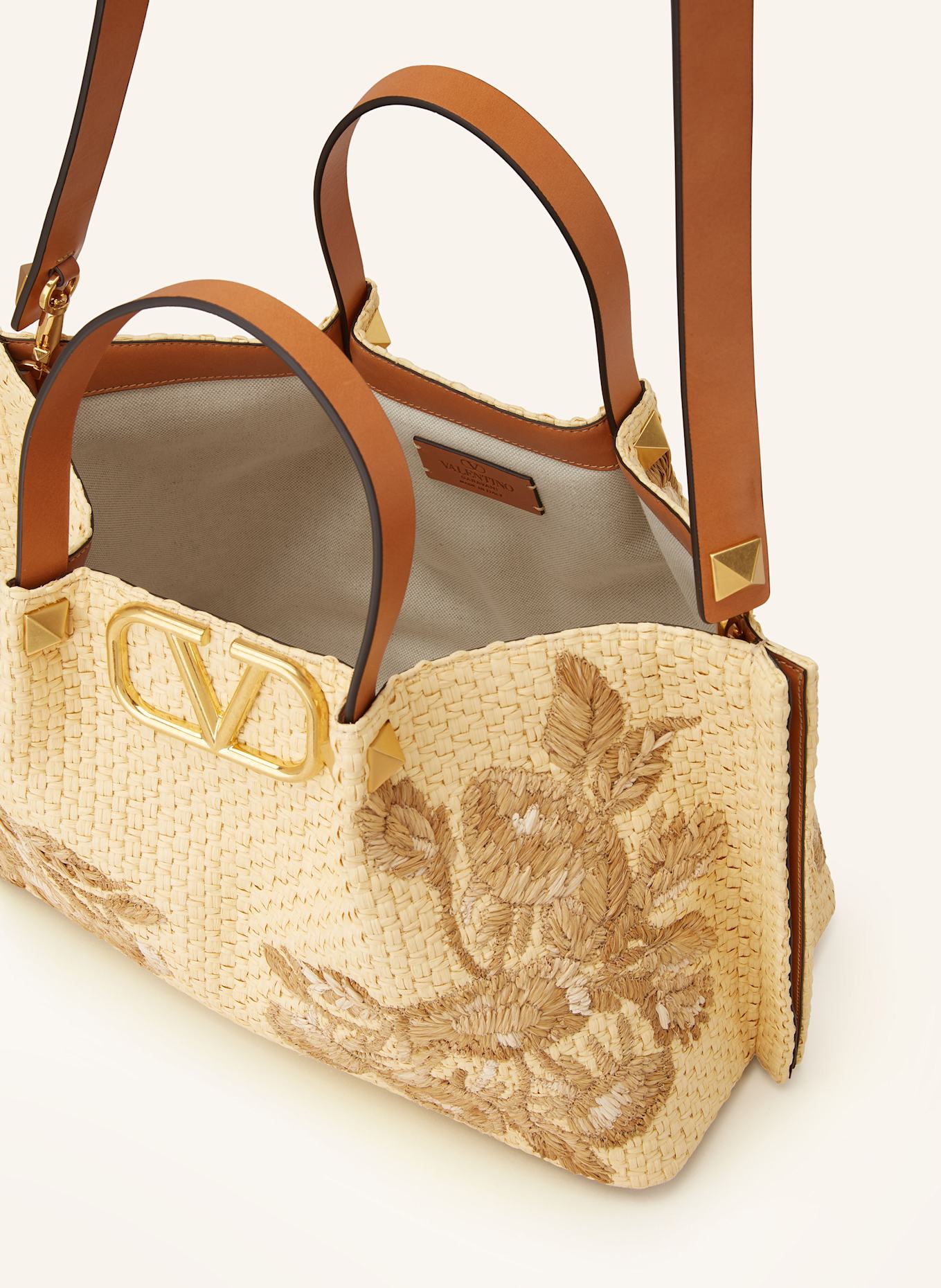 VALENTINO GARAVANI Shopper VLOGO SIGNATURE TOTE MEDIUM with pouch: BEIGE