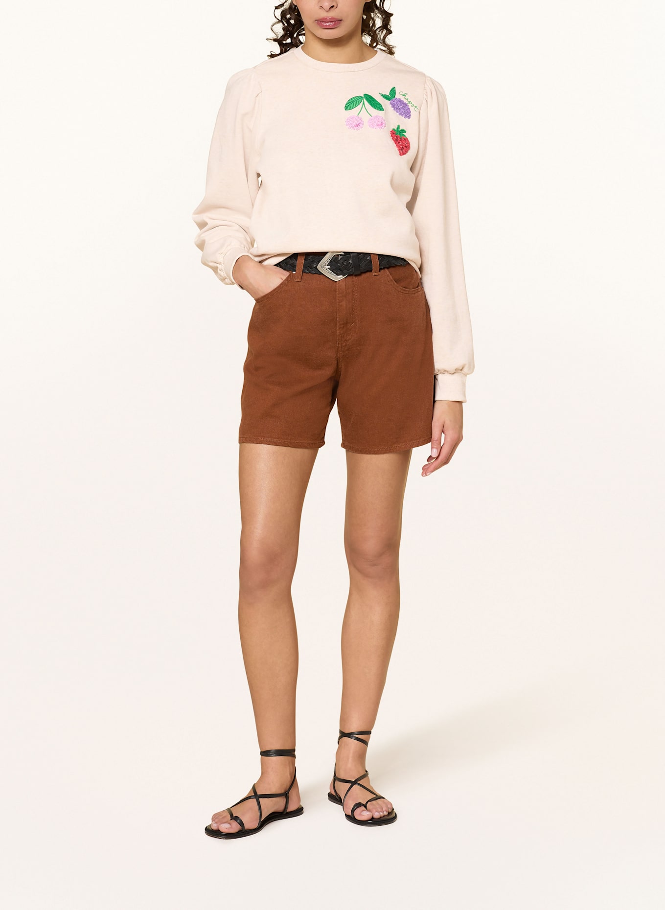 FABIENNE CHAPOT TINA sweatshirt with decorative beads: BEIGE