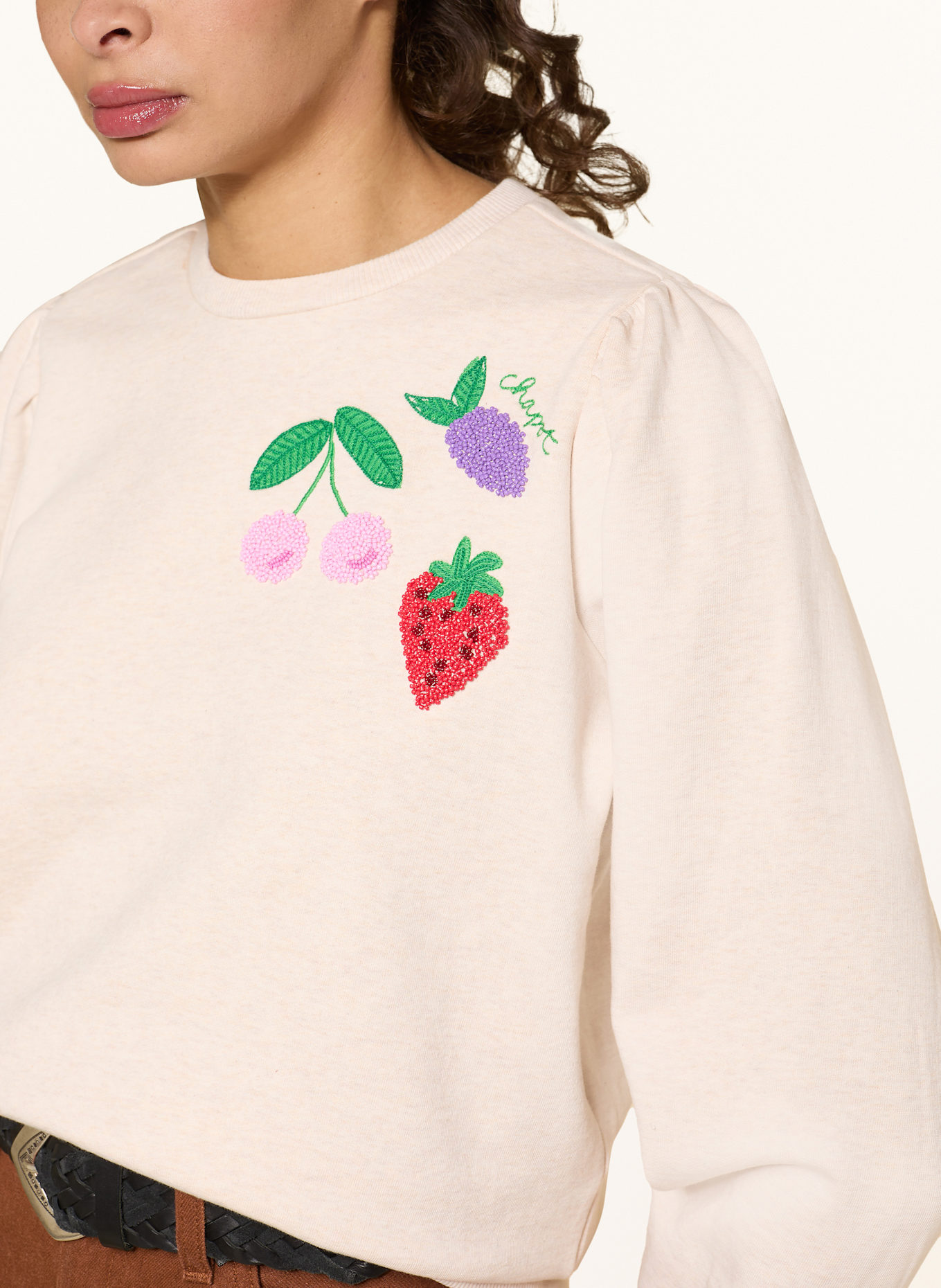 FABIENNE CHAPOT TINA sweatshirt with decorative beads: BEIGE