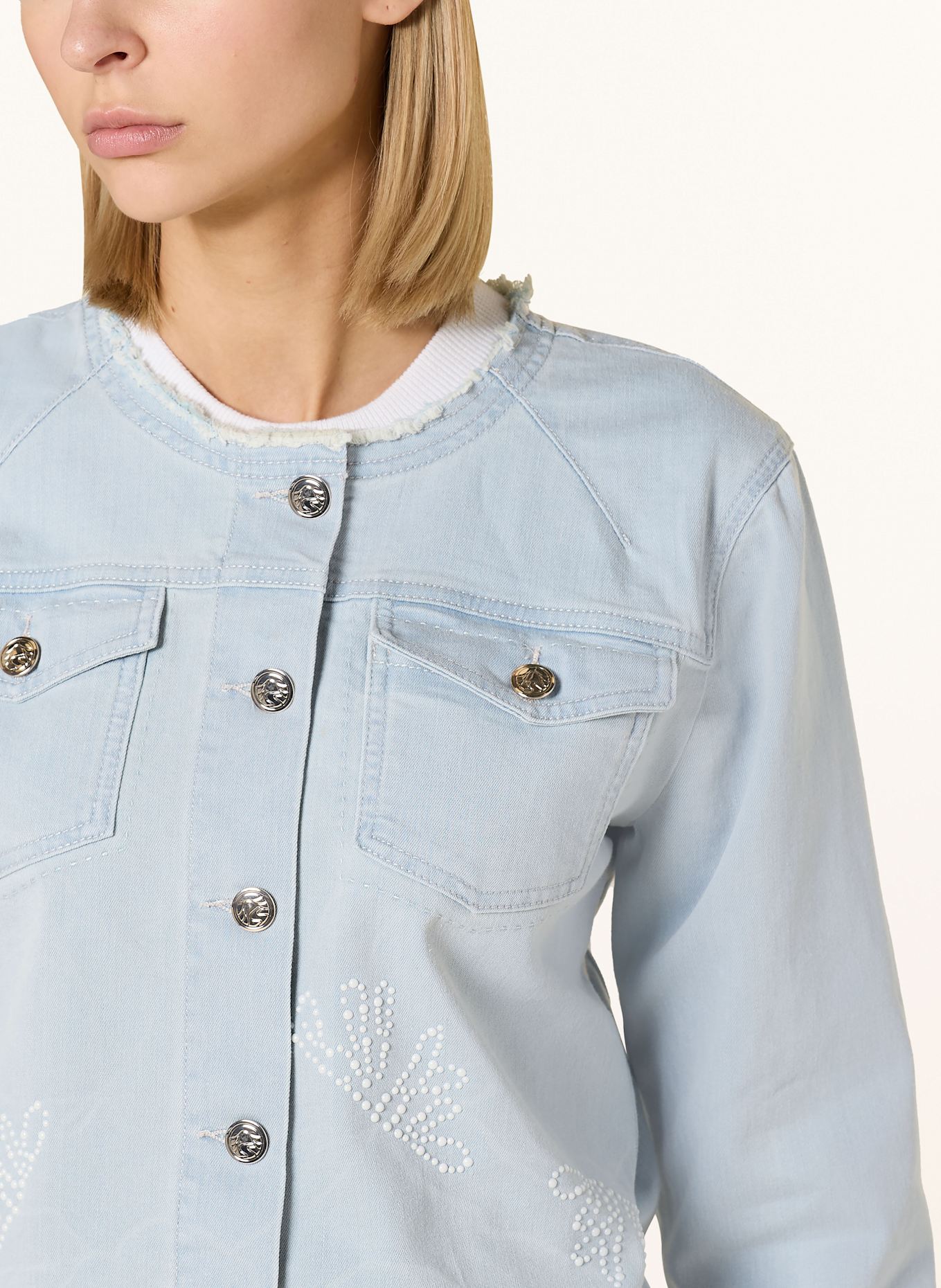 SPORTALM Jeansjacke mit Schmucksteinen: HELLBLAU