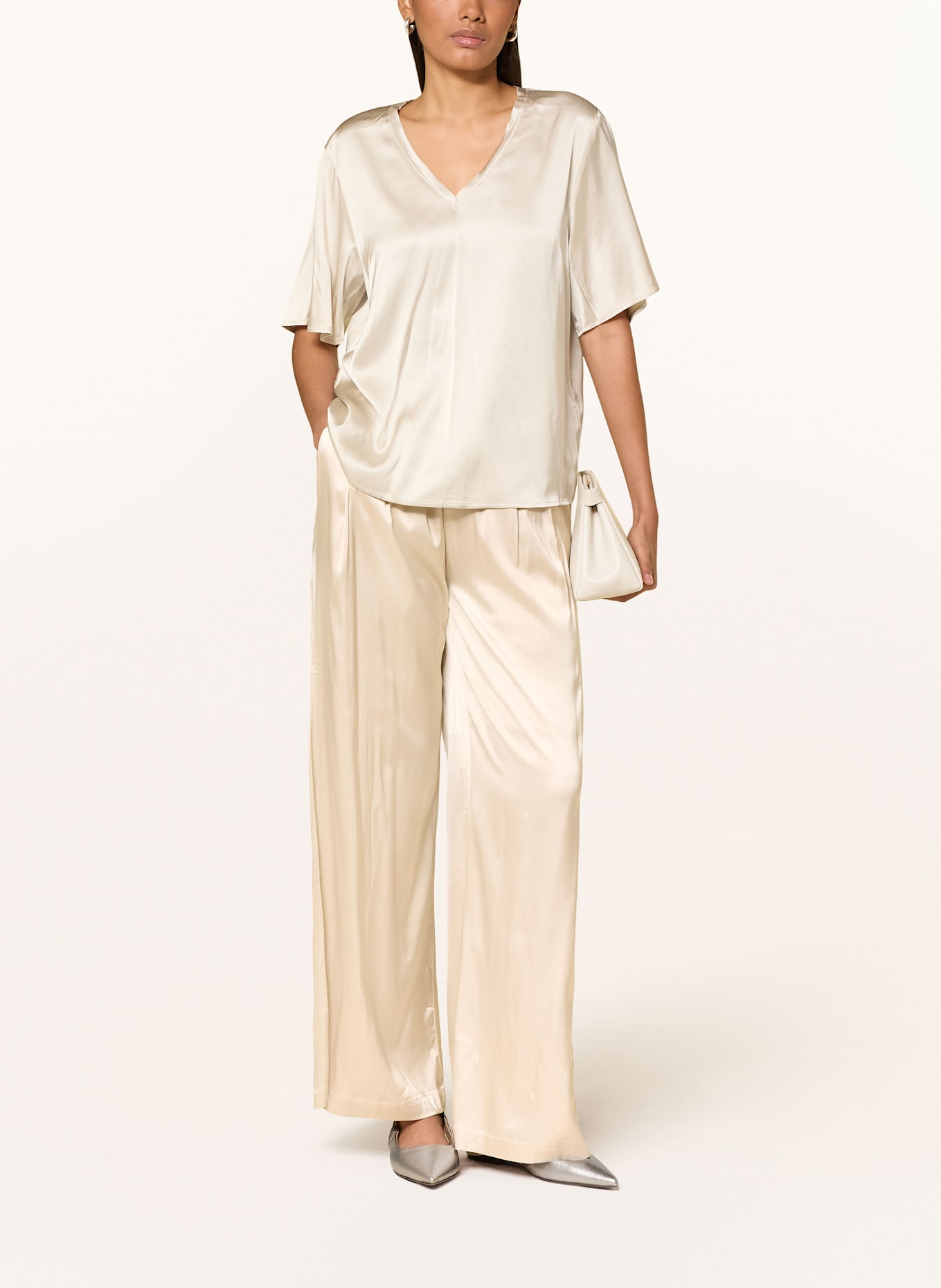 MOS MOSH MMRITA satin wide leg trousers: BEIGE