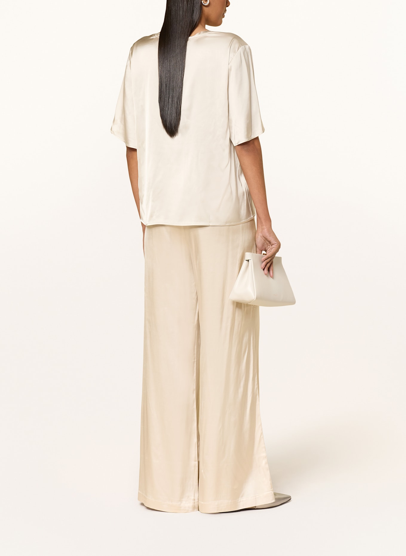 MOS MOSH MMRITA satin wide leg trousers: BEIGE