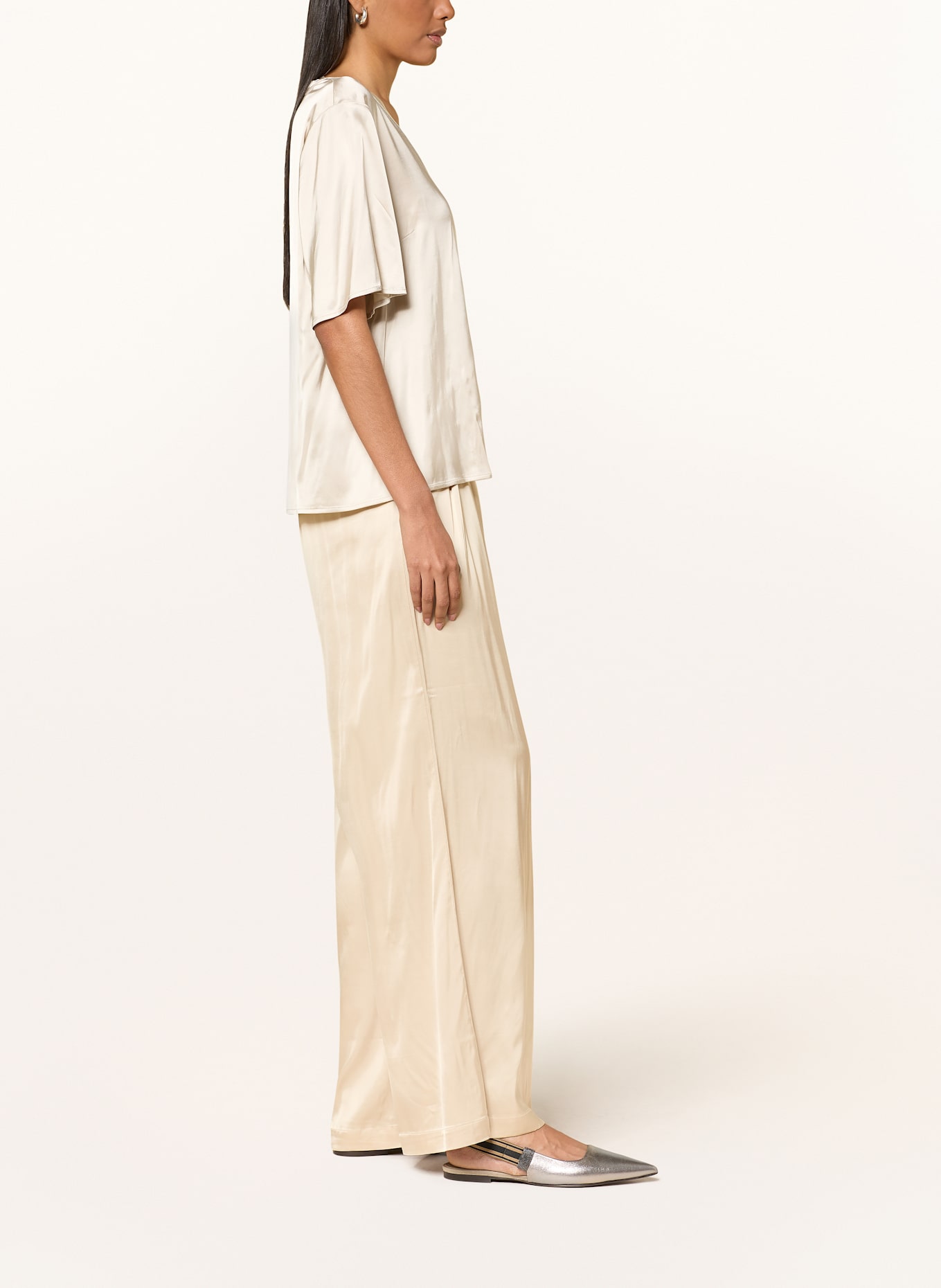 MOS MOSH MMRITA satin wide leg trousers: BEIGE