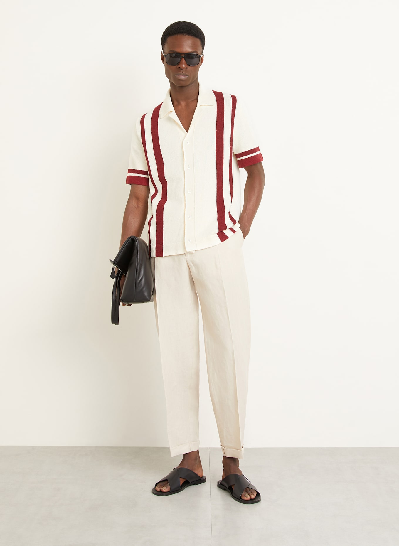 DOLCE & GABBANA Strickhemd Regular Fit: CREME/ DUNKELROT