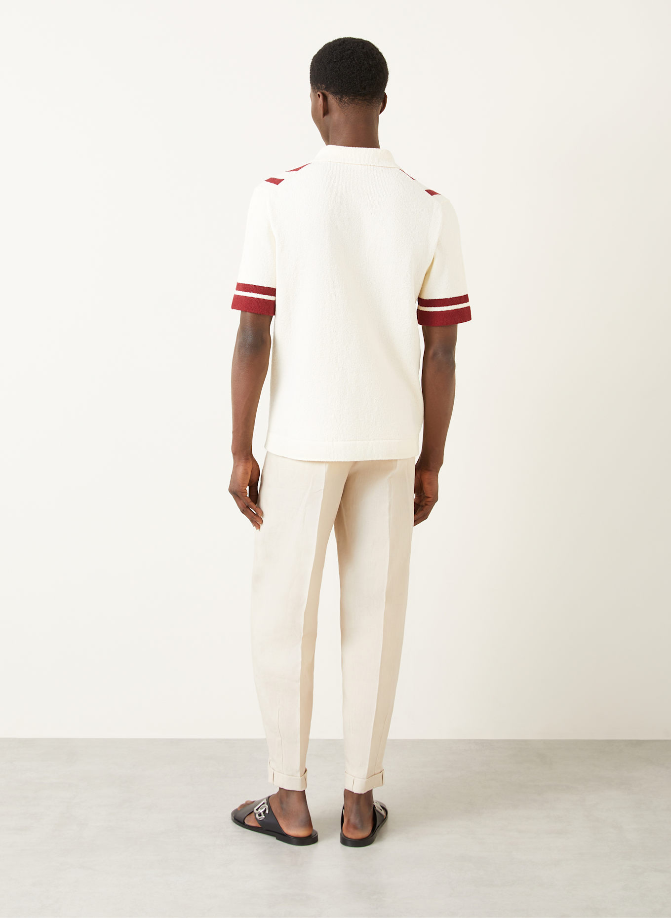 DOLCE & GABBANA Strickhemd Regular Fit: CREME/ DUNKELROT