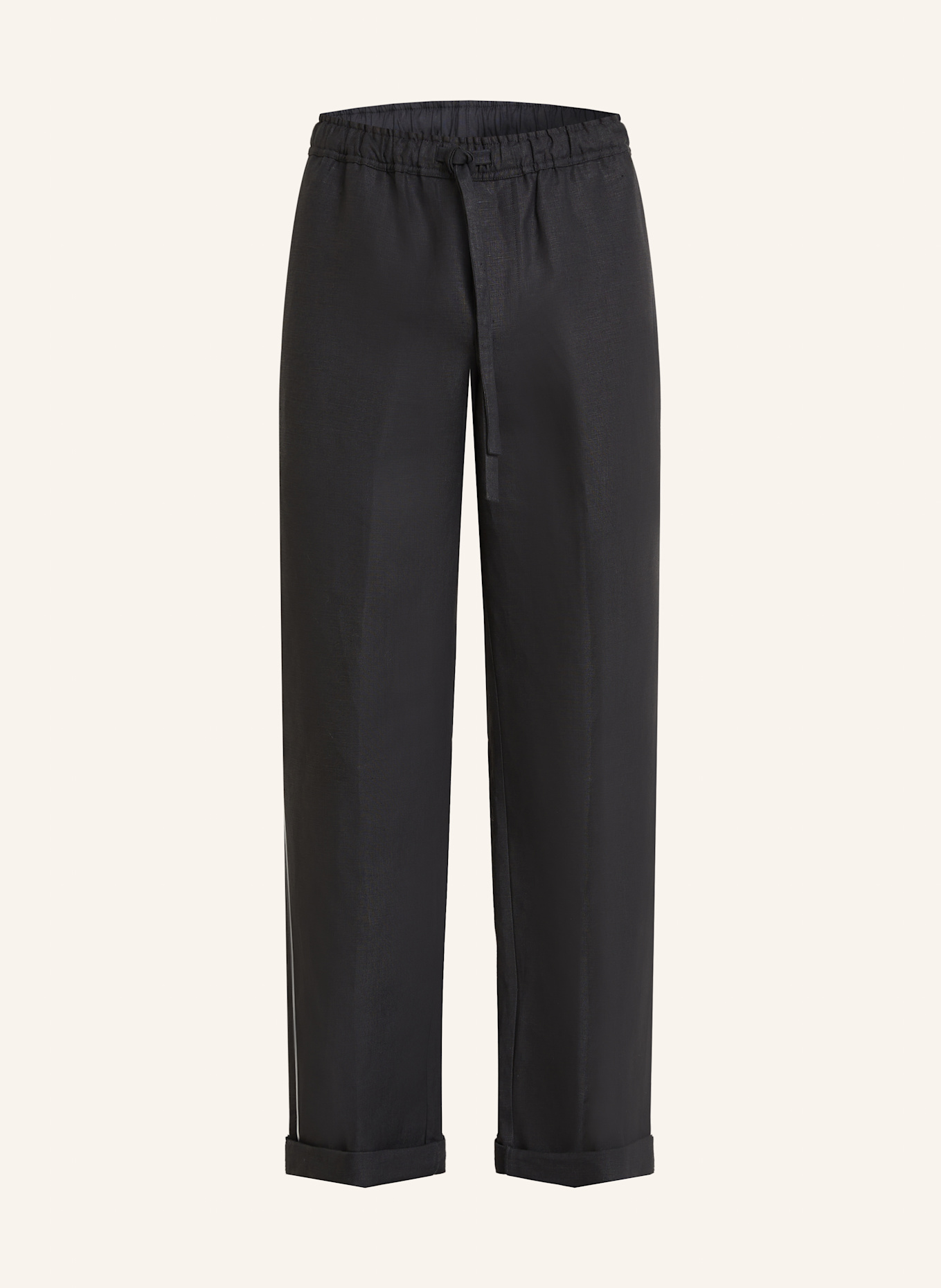 DOLCE & GABBANA Leinenhose Regular Fit: SCHWARZ/ WEISS