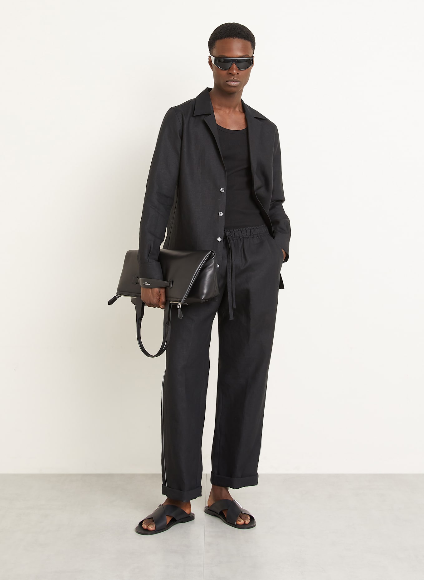DOLCE & GABBANA Leinenhose Regular Fit: SCHWARZ/ WEISS