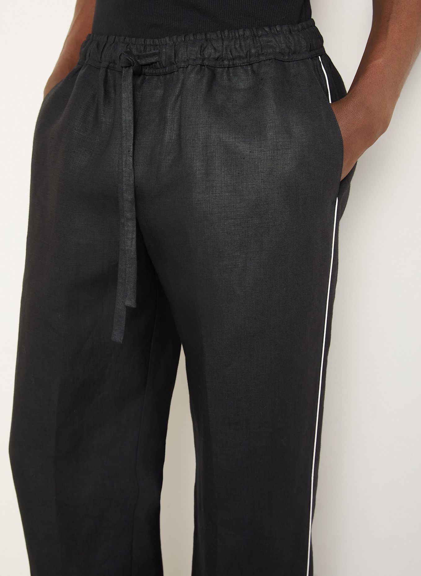 DOLCE & GABBANA Leinenhose Regular Fit: SCHWARZ/ WEISS