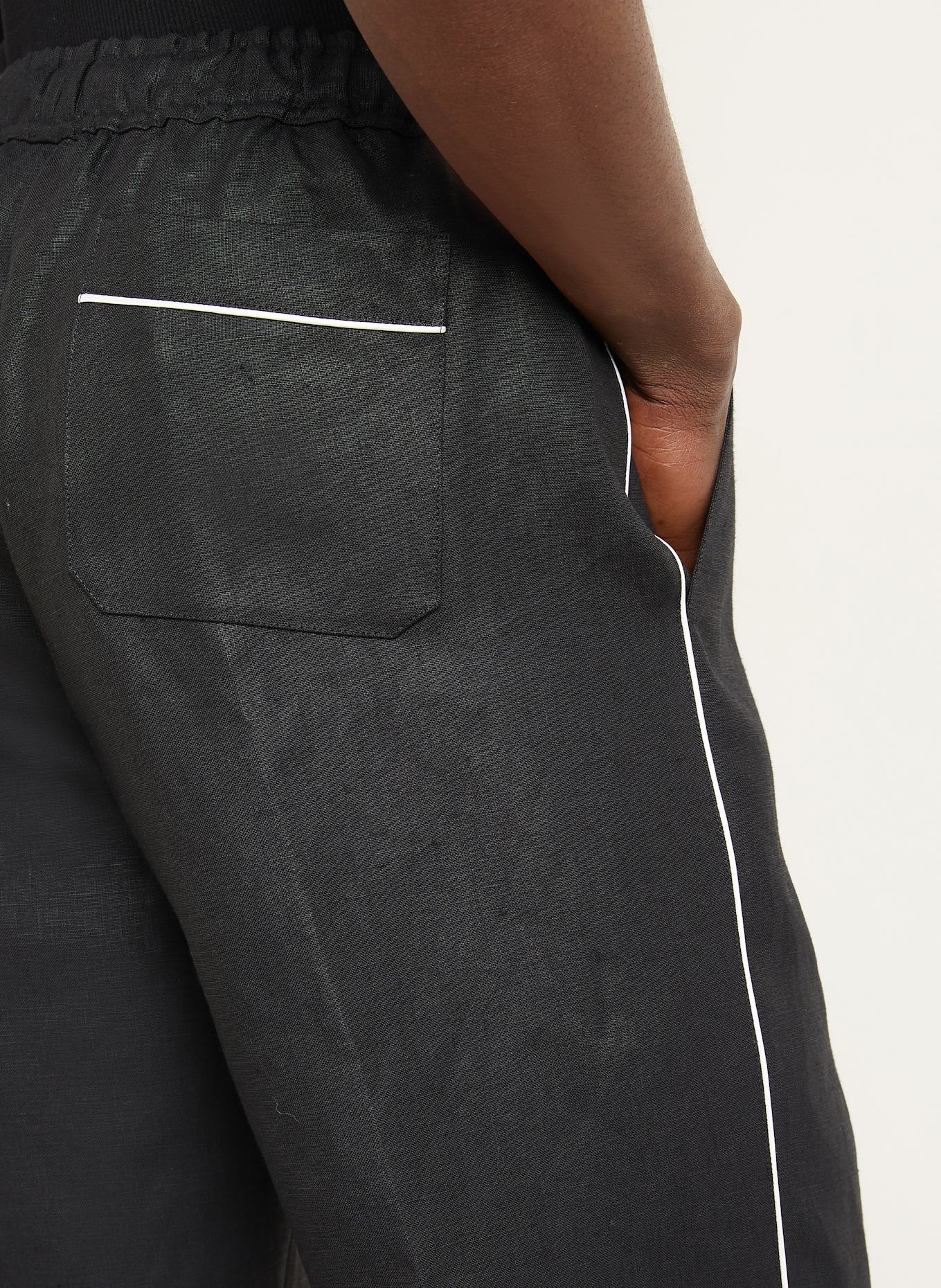 DOLCE & GABBANA Leinenhose Regular Fit: SCHWARZ/ WEISS