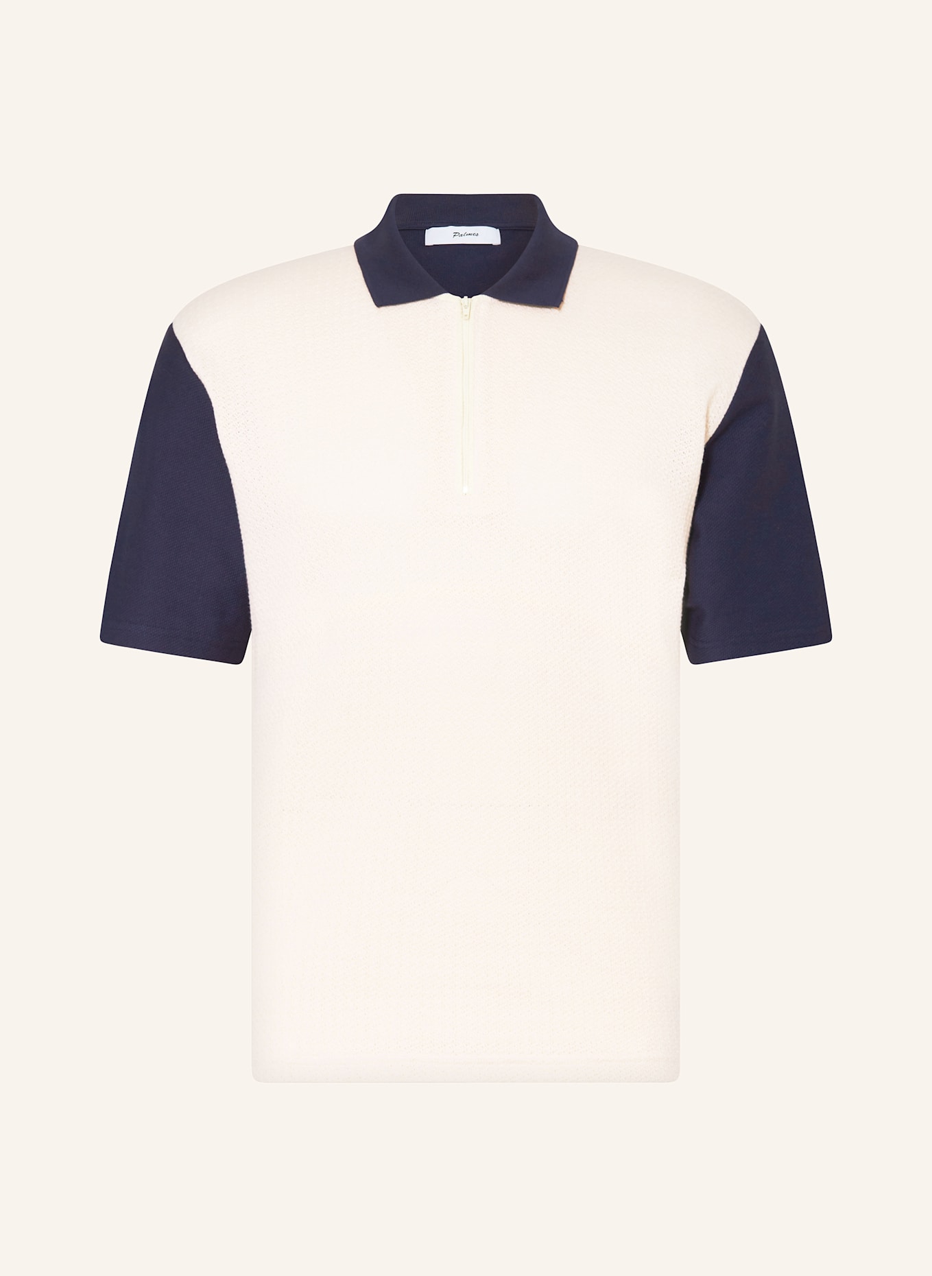 Palmes Poloshirt TEXTURED ZIP POLO: DUNKELBLAU / CREME