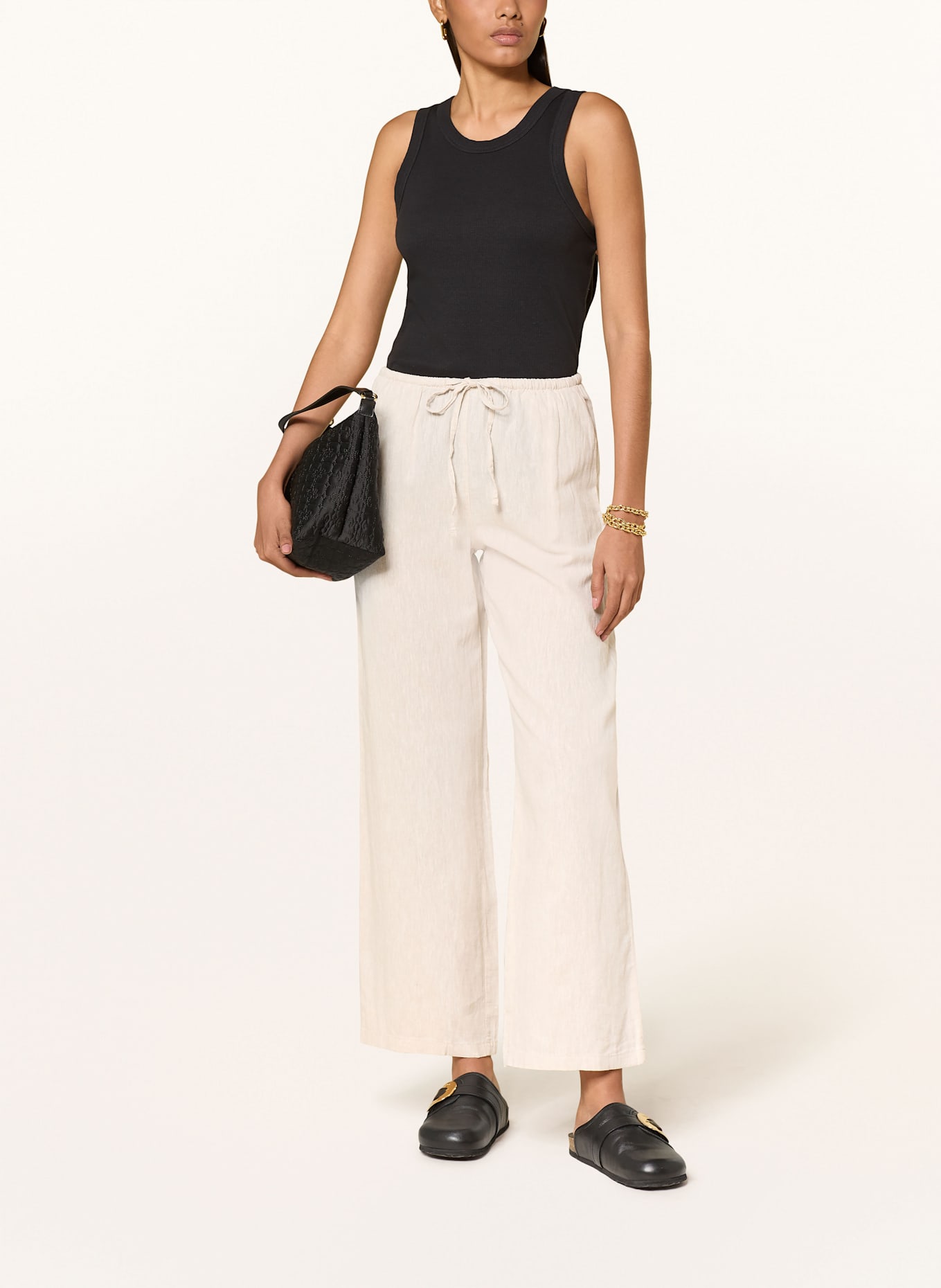 gina tricot Hose mit Leinen: BEIGE