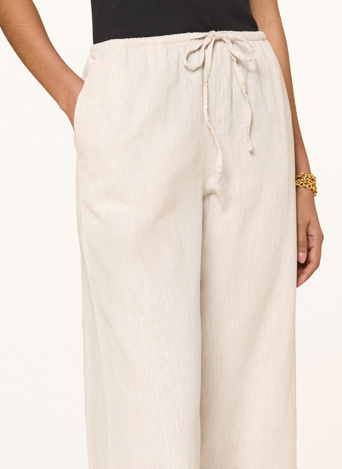 gina tricot Hose mit Leinen: BEIGE