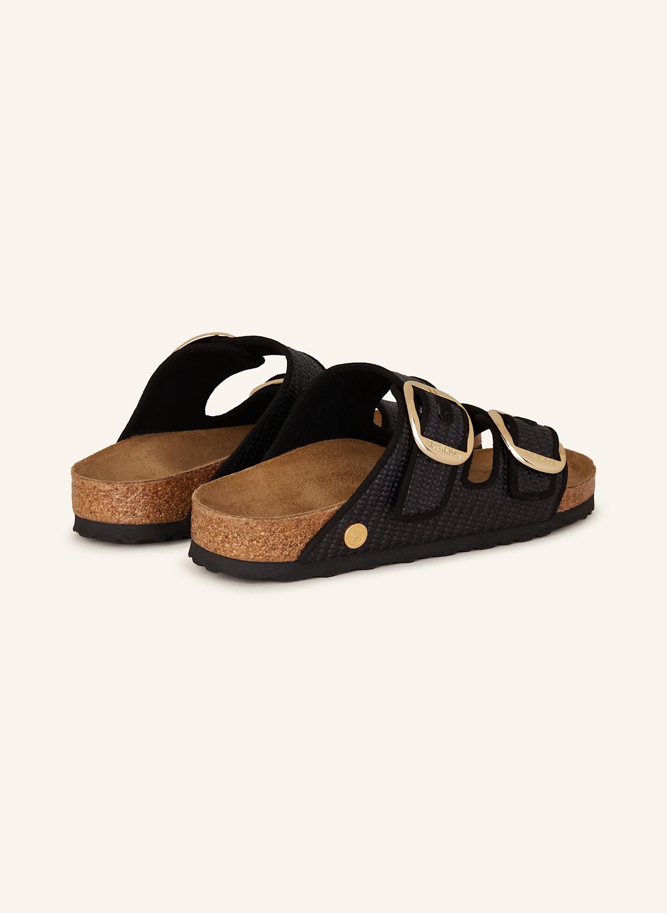 BIRKENSTOCK Pantoletten ARIZONA BIG BUCKLE RAFFIA: SCHWARZ