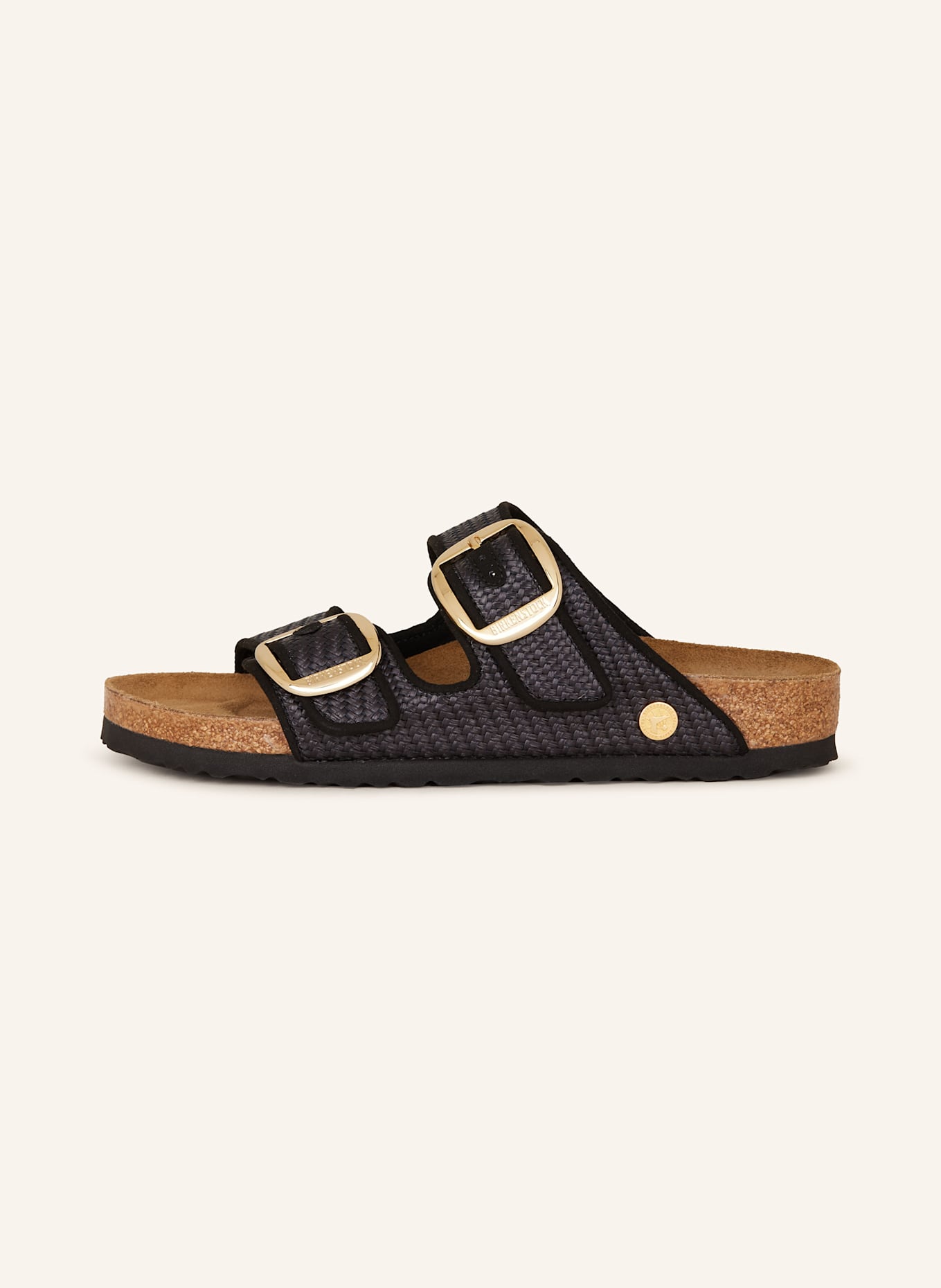 BIRKENSTOCK Pantoletten ARIZONA BIG BUCKLE RAFFIA: SCHWARZ