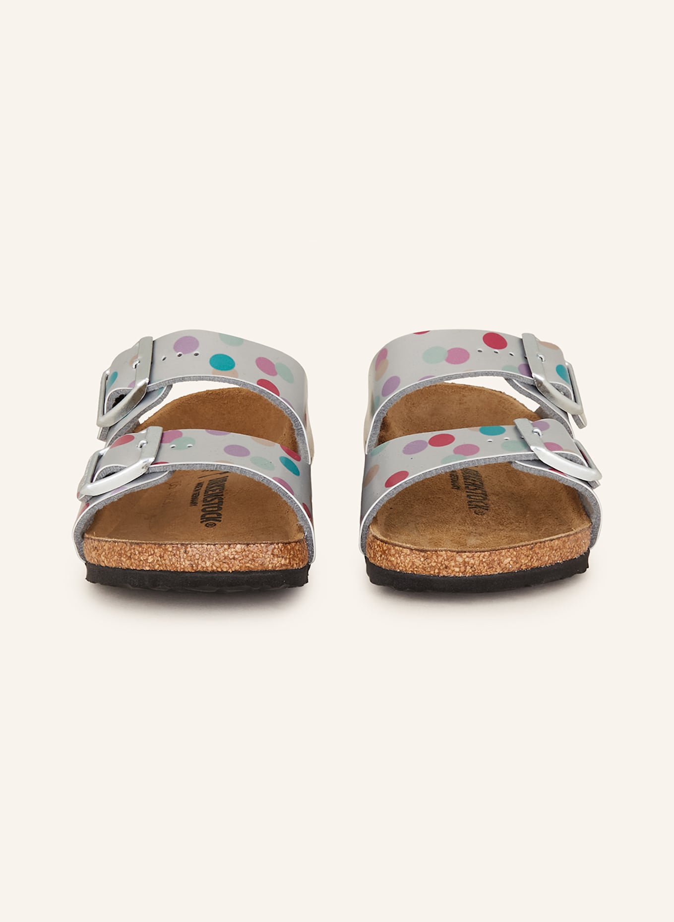 BIRKENSTOCK Pantoletten ARIZONA BIRCO-FLOR ELECTRIC METALLIC DOTS: SILBER/ PINK/ GRÜN