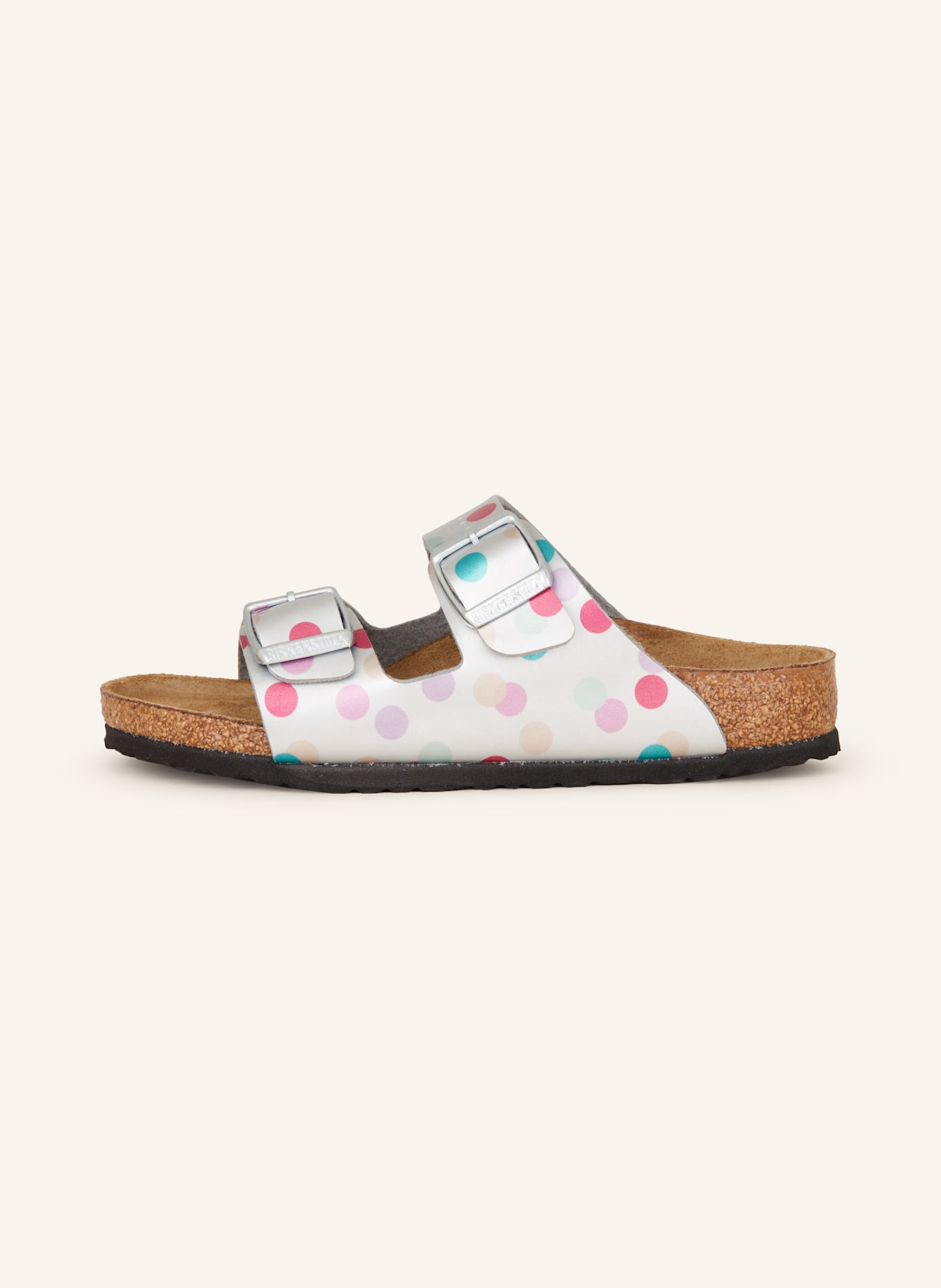 BIRKENSTOCK Pantoletten ARIZONA BIRCO-FLOR ELECTRIC METALLIC DOTS: SILBER/ PINK/ GRÜN
