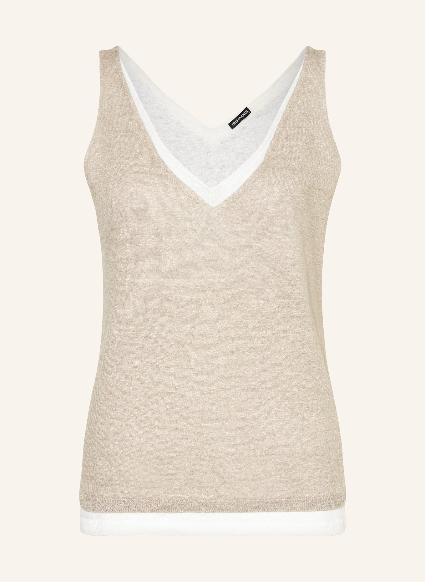 IRIS von ARNIM Top z dzianiny VALERIA z lnem: BEŻOWY/ BIAŁY