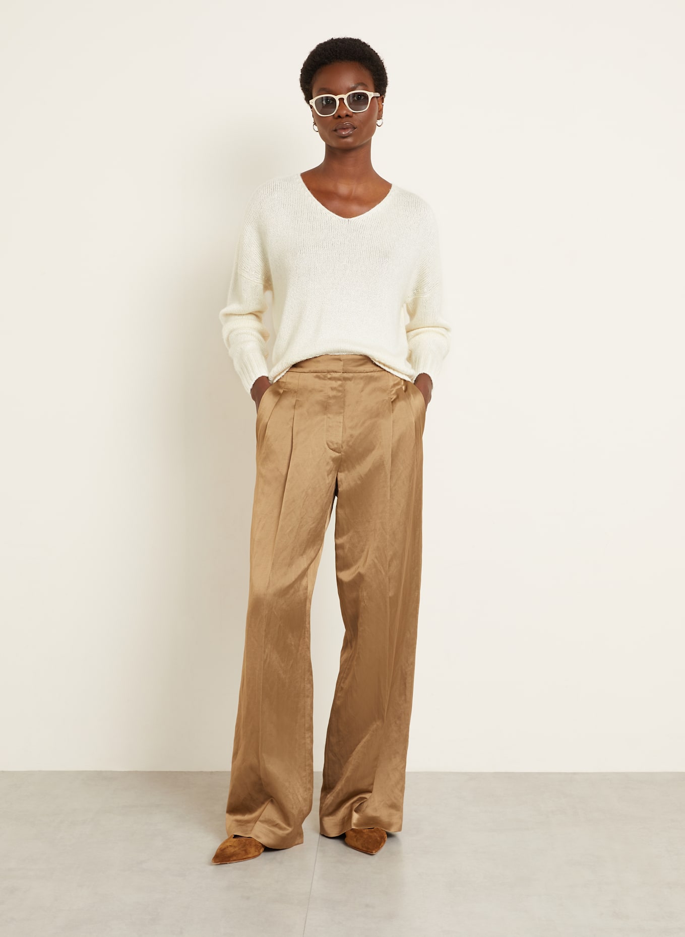 IRIS von ARNIM Sweter z jedwabiu MALVA: ECRU