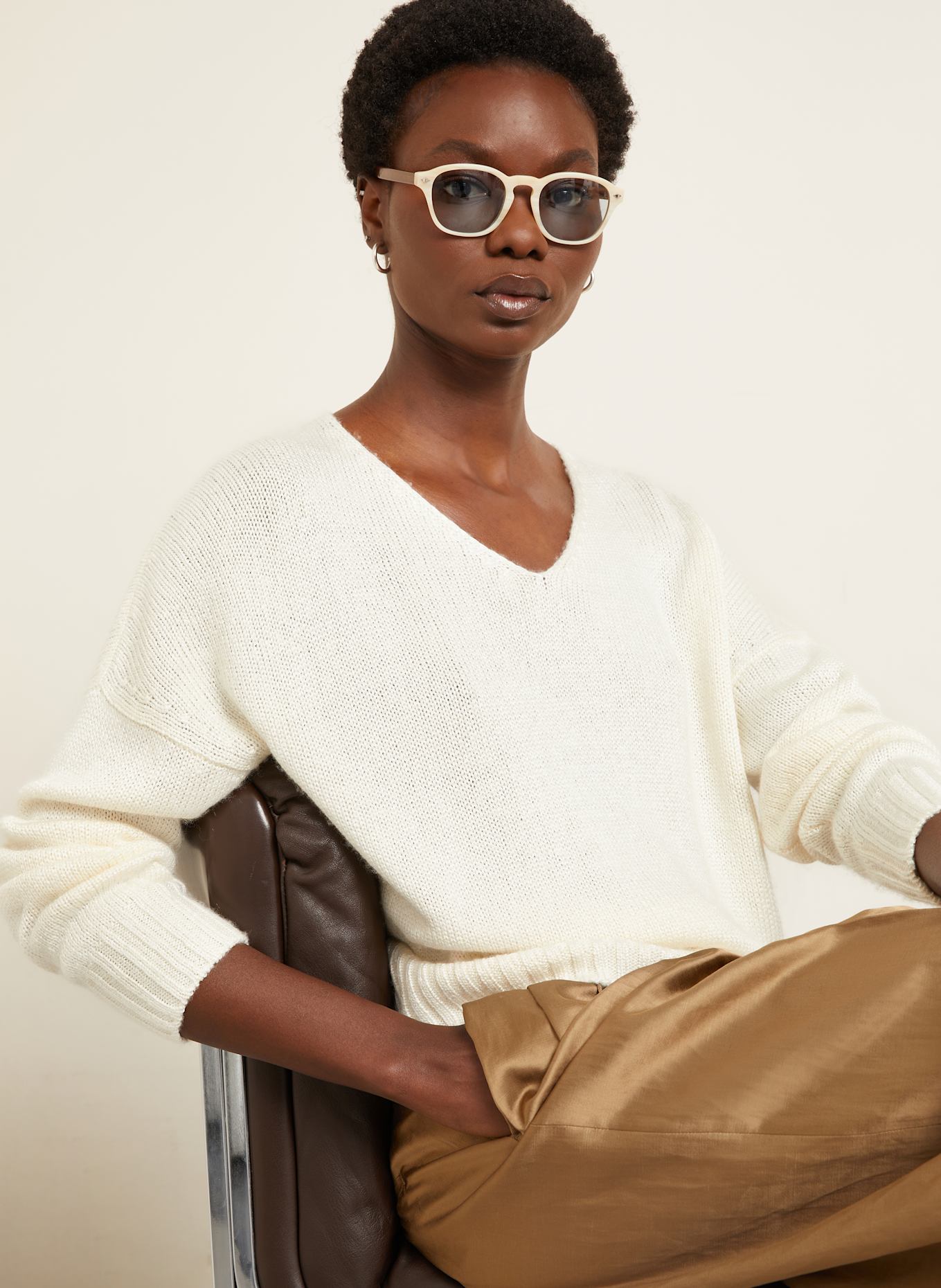 IRIS von ARNIM Sweter z jedwabiu MALVA: ECRU