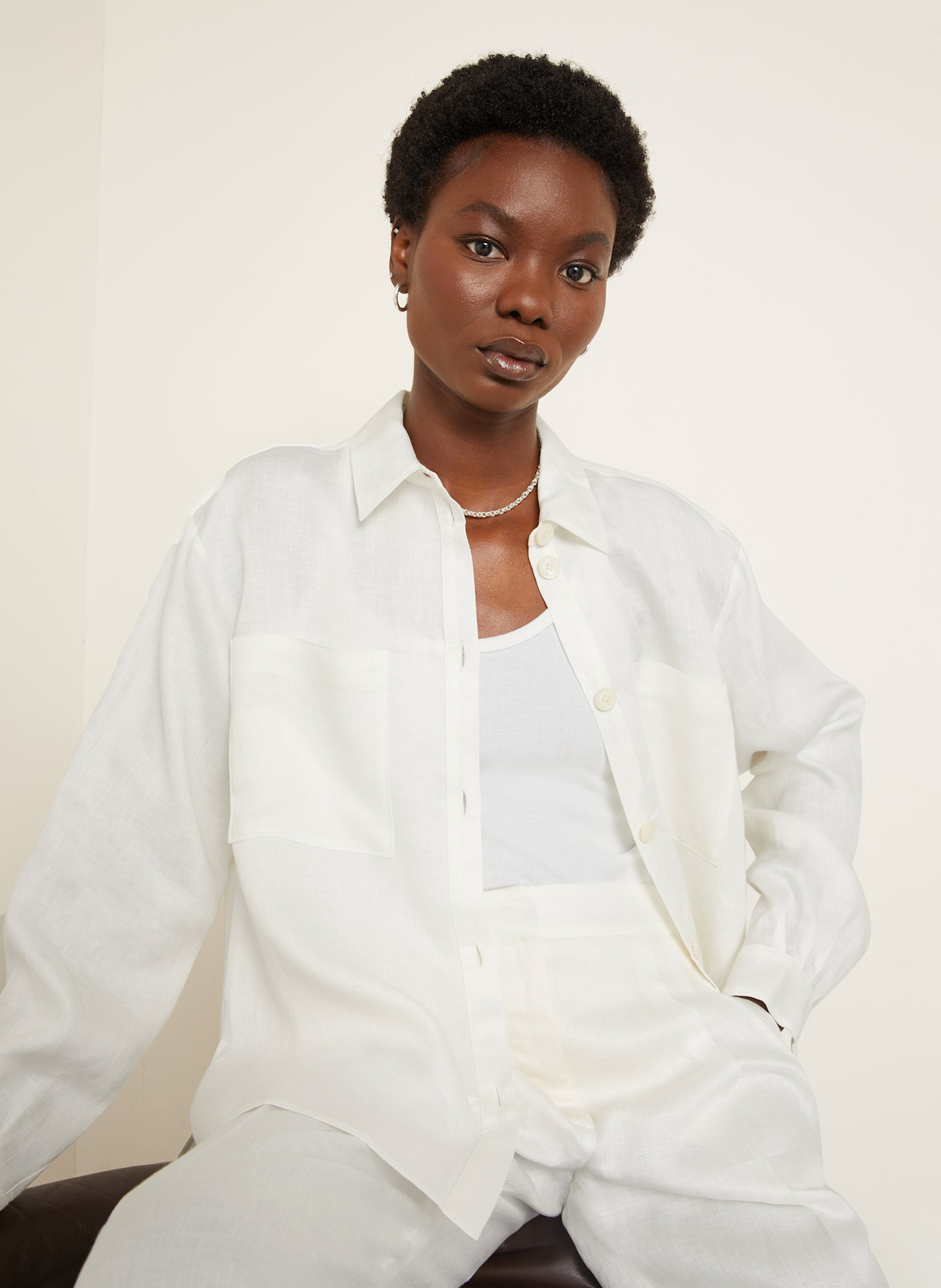 IRIS von ARNIM Chemisier LEANE en lin: BLANC