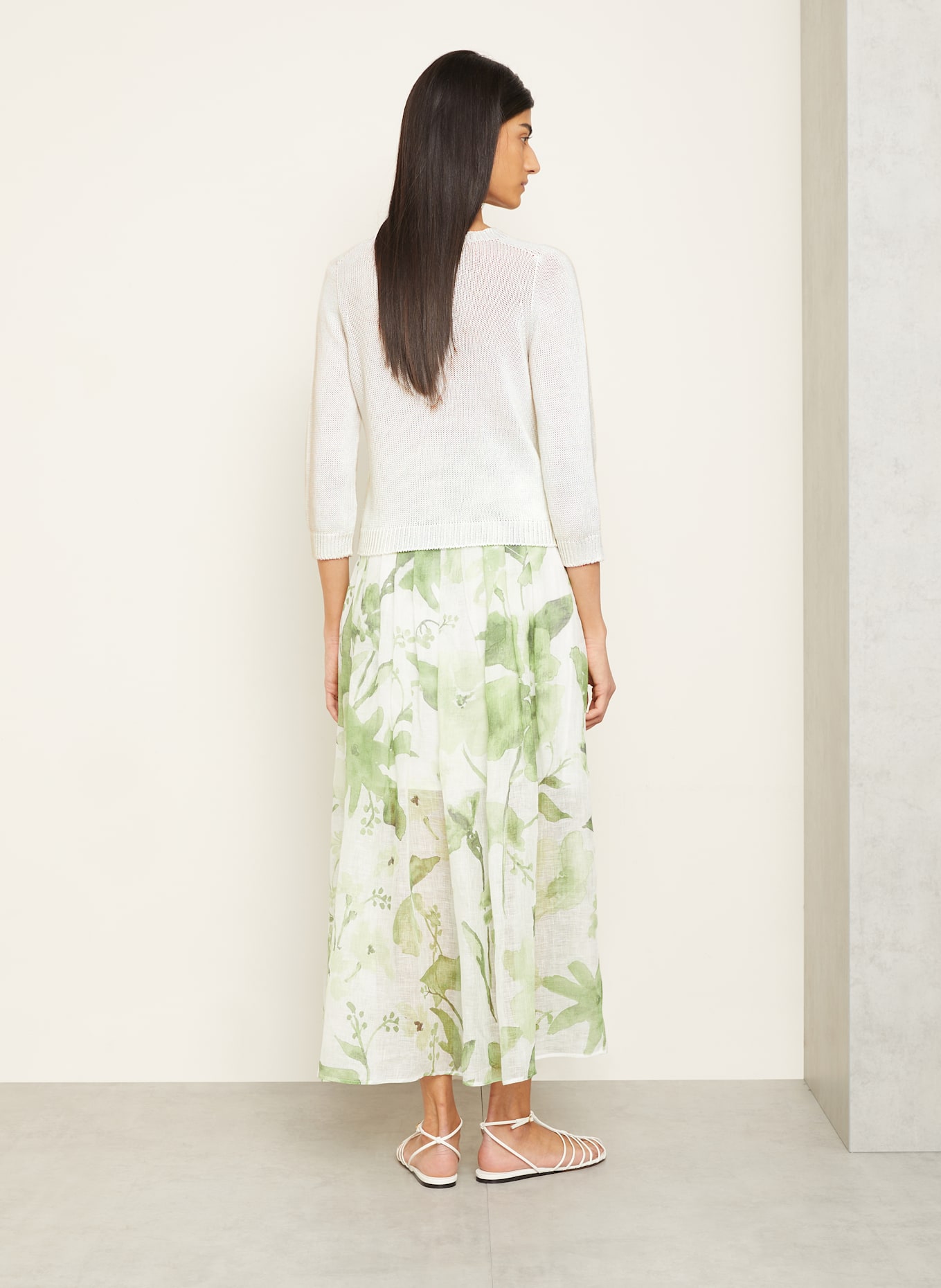 IRIS von ARNIM Pull en lin PEPPI à manches 3/4: BLANC