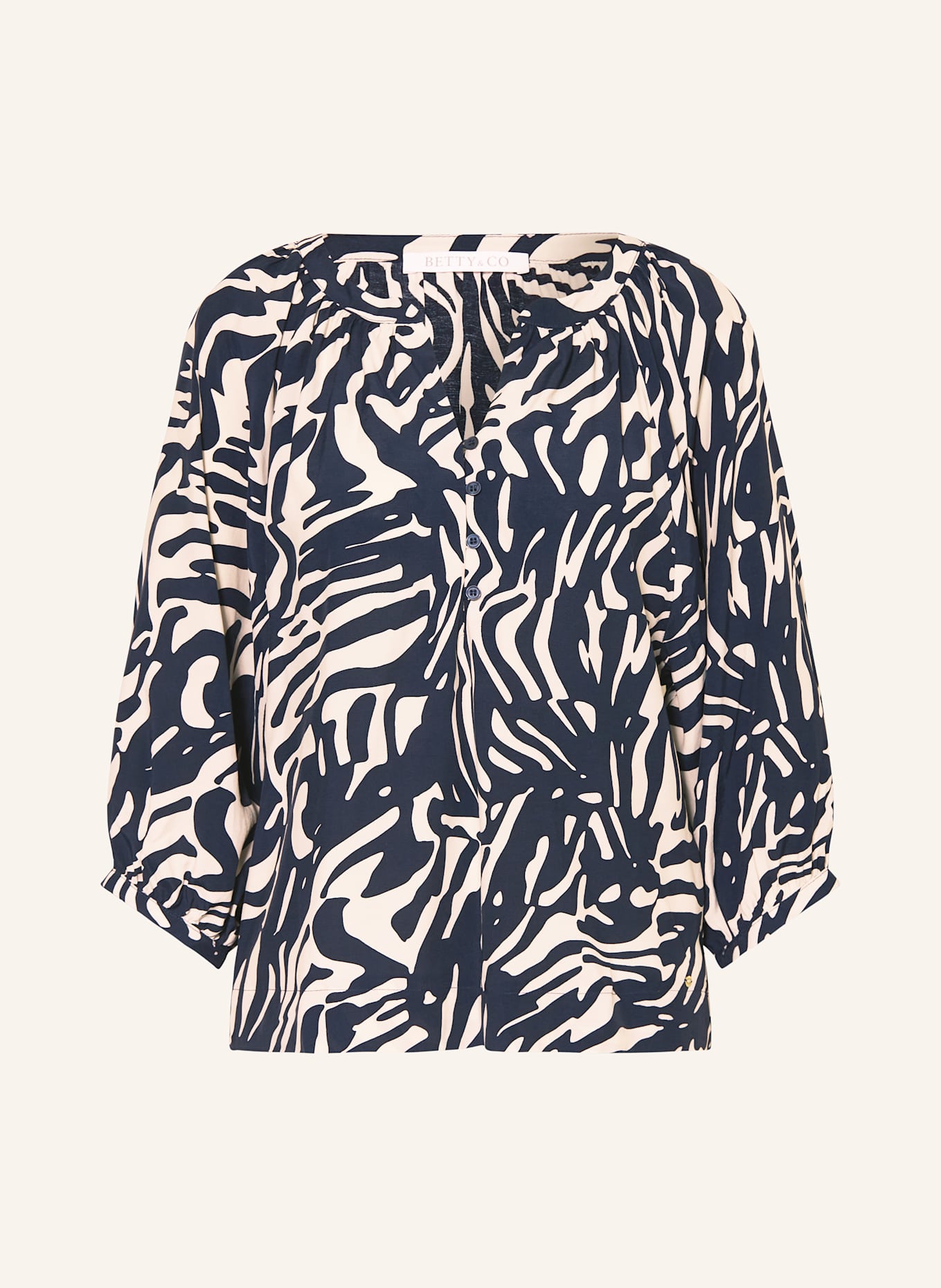 BETTY&CO Bluzka z rękawem 3/4: GRANATOWY / ECRU