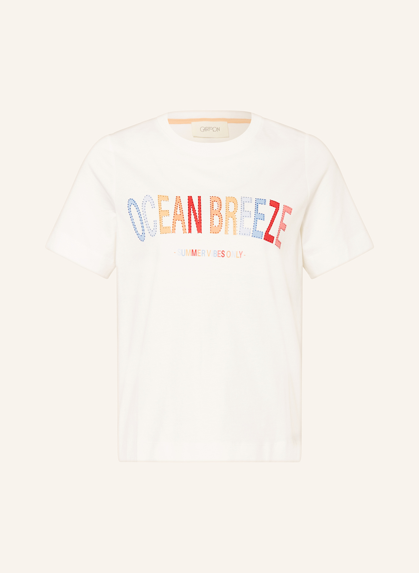 CARTOON T-Shirt mit Schmucksteinen: ECRU