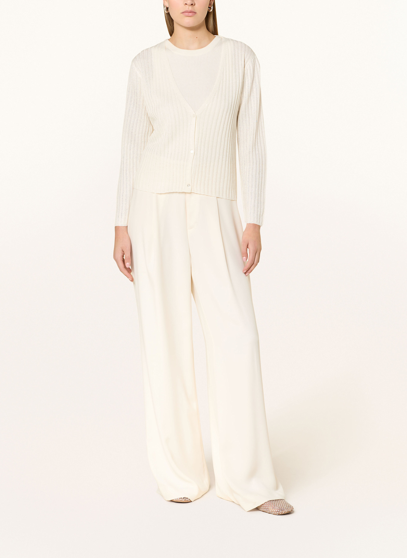 CARTOON Cardigan with 3/4 sleeves and sequins: WHITE