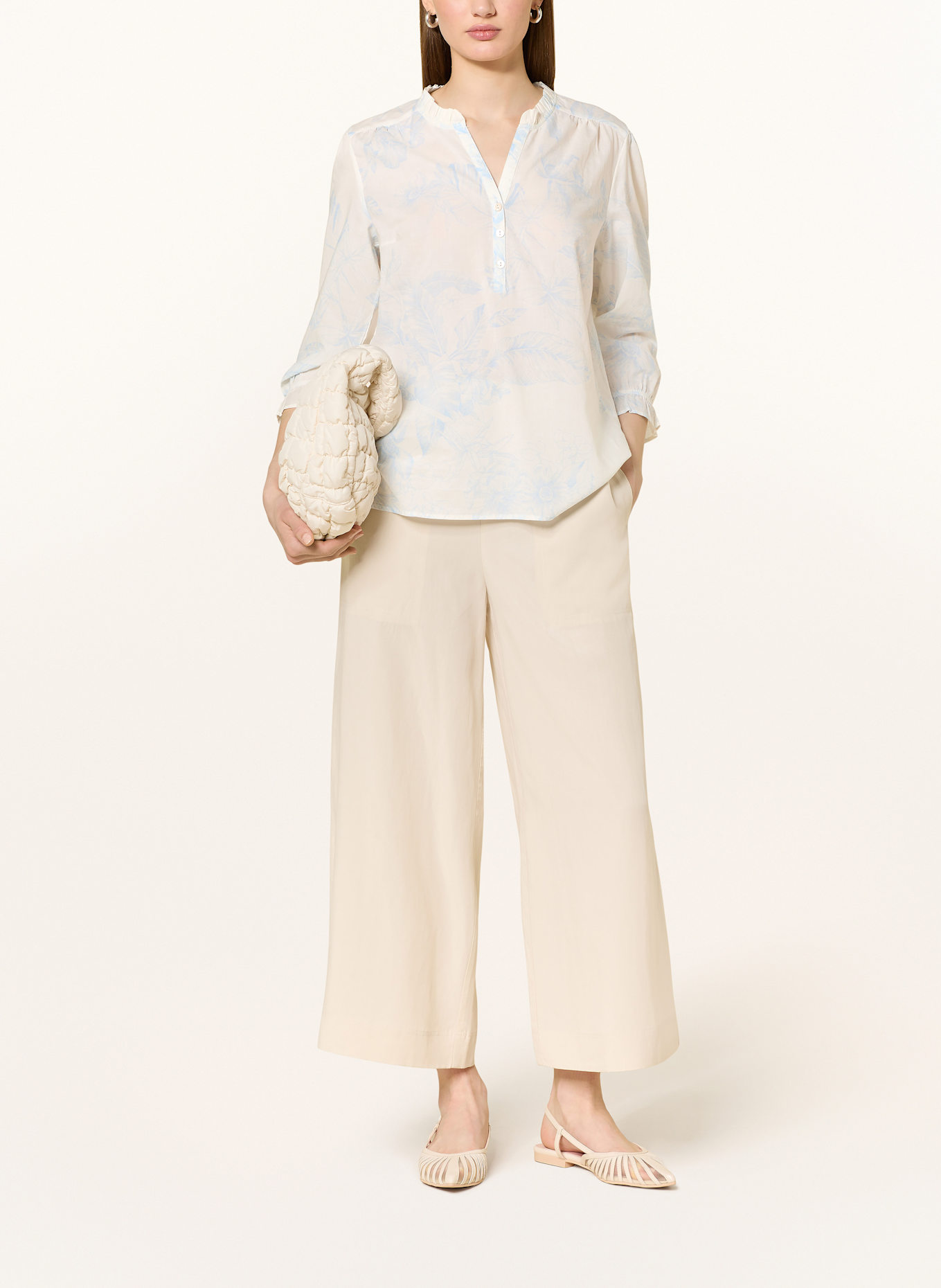 CARTOON Blouse à manches 3/4: ÉCRU/ BLEU CLAIR