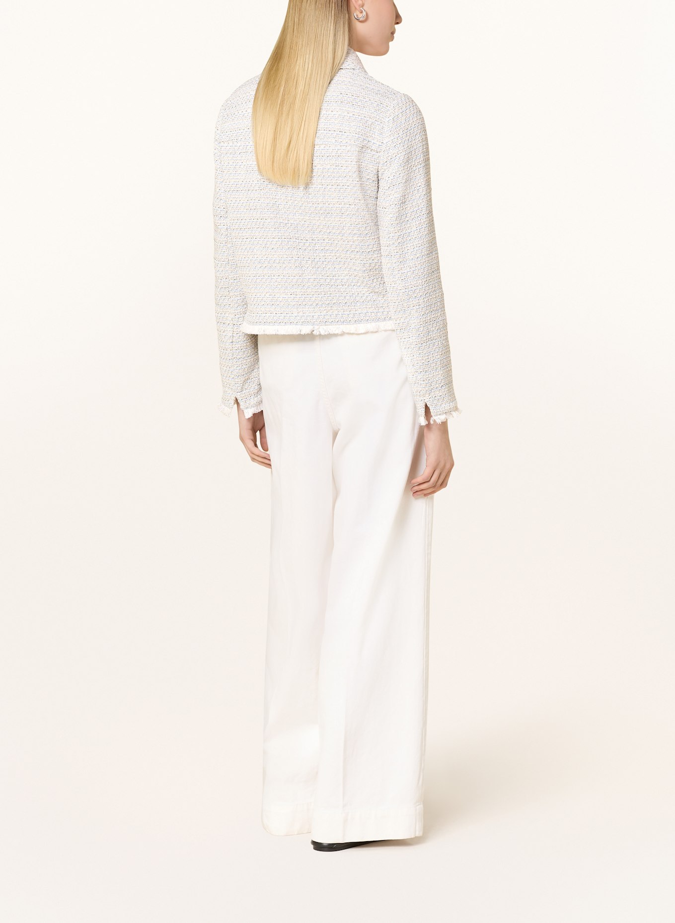 CARTOON Tweed jacket: ECRU / LIGHT BLUE