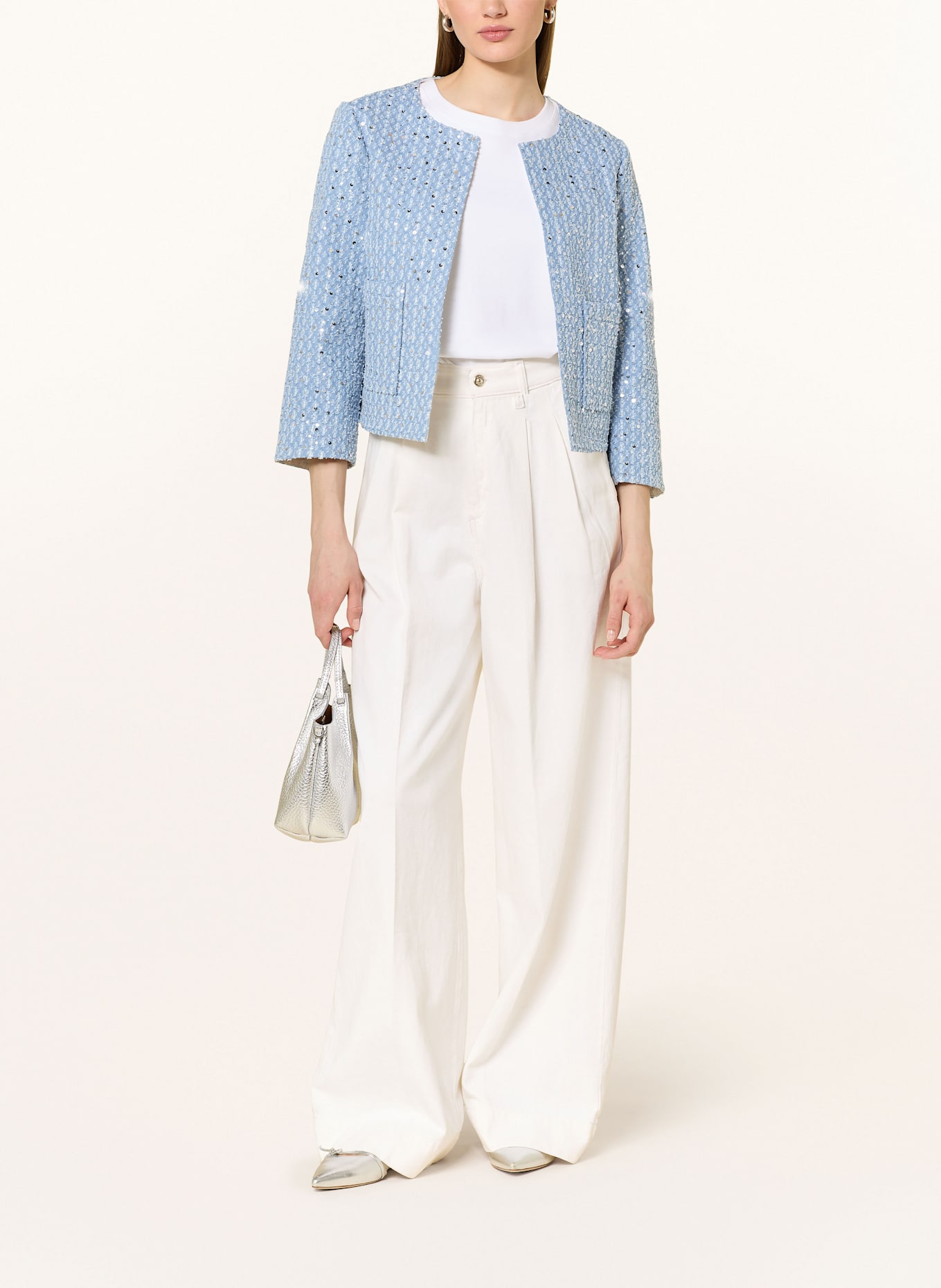 CARTOON Jacket with glitter thread and sequins: LIGHT BLUE
