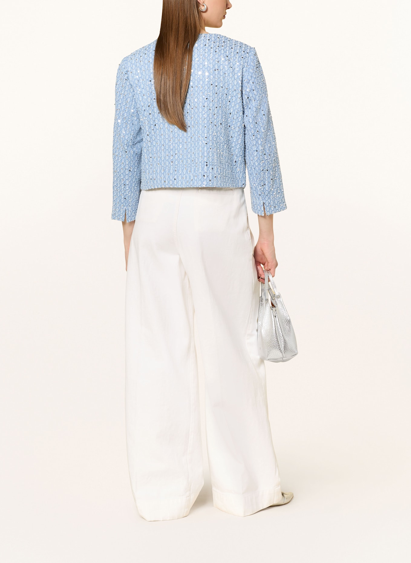 CARTOON Jacket with glitter thread and sequins: LIGHT BLUE