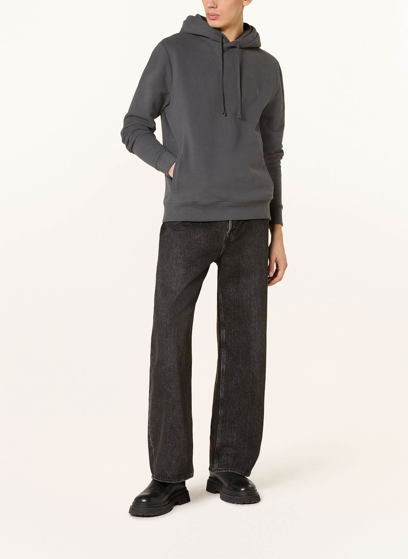 ALLSAINTS Bluza z kapturem RAVEN: SZARY