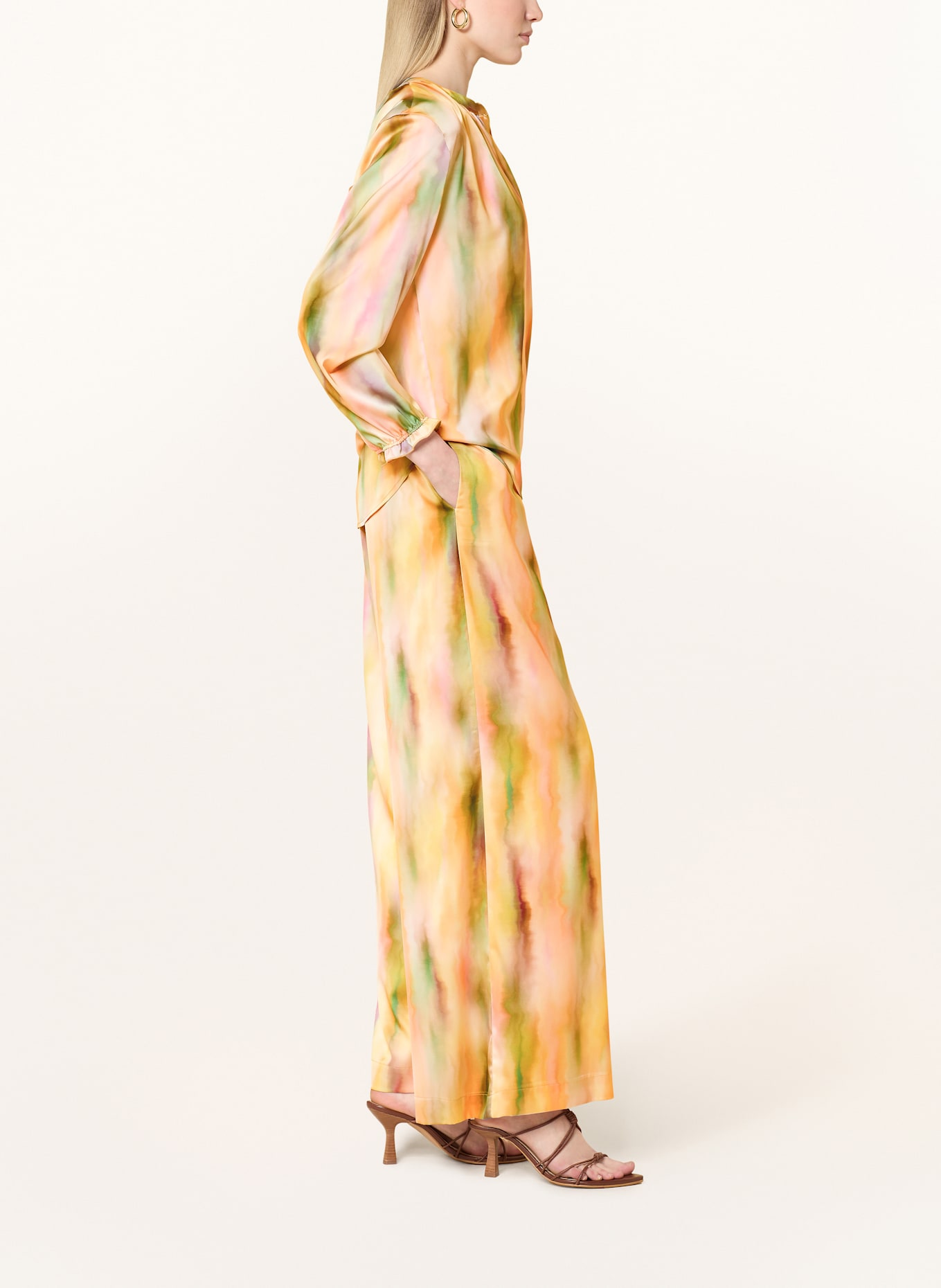 CINQUE Marlenehose CIODA aus Satin: GRÜN/ ROSA/ LILA