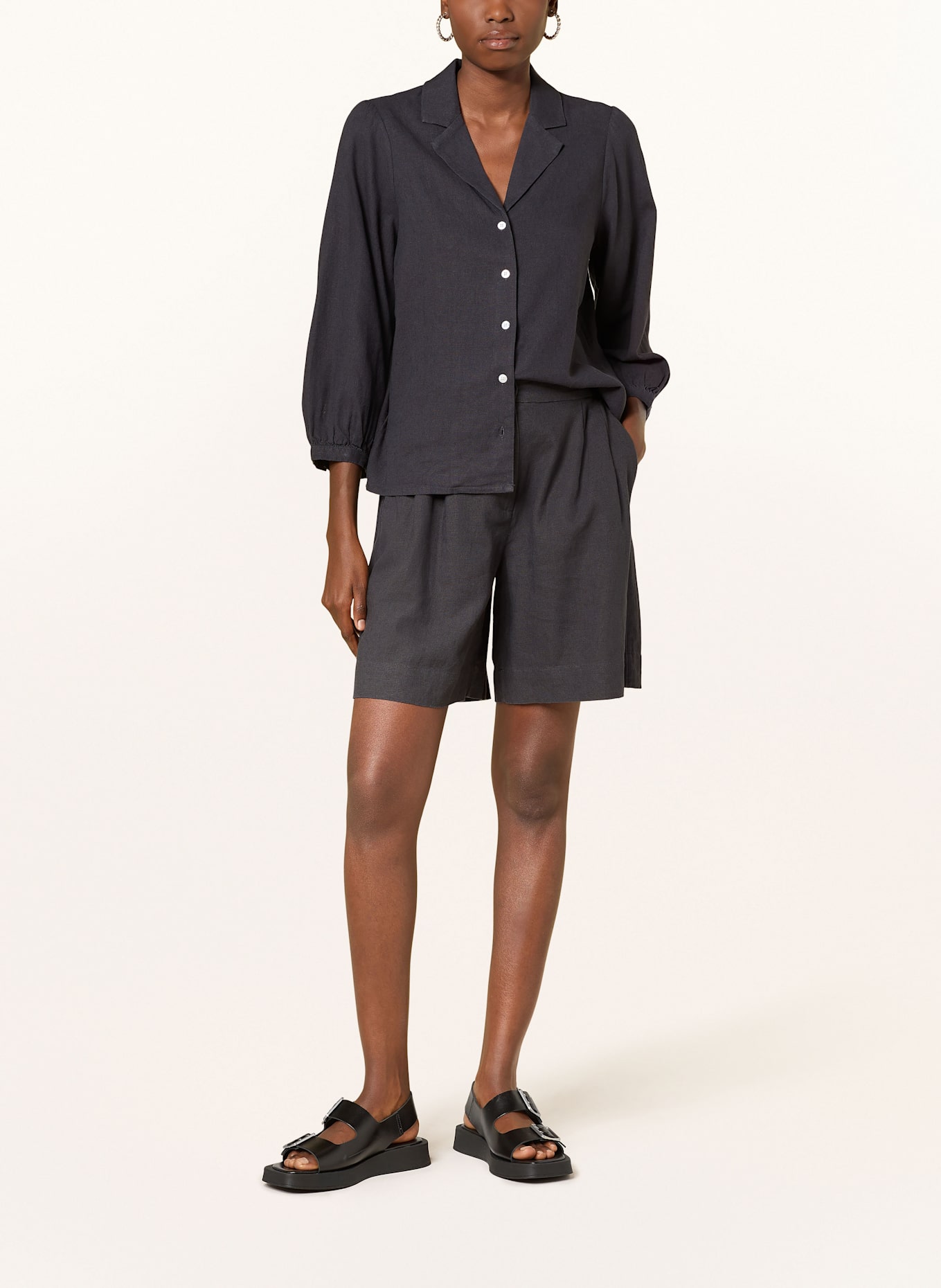 MSCH COPENHAGEN Bluse MSCHPENNIE GINIA mit Leinen und 3/4-Arm: DUNKELGRAU