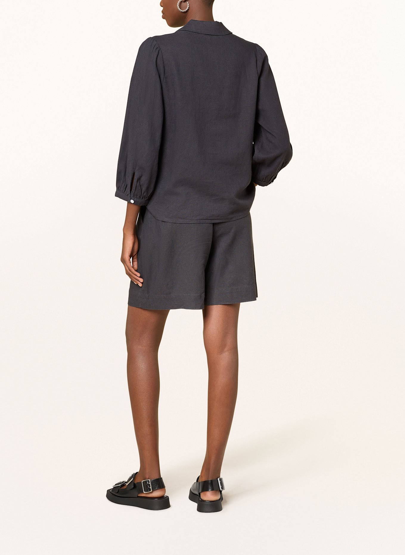 MSCH COPENHAGEN Bluse MSCHPENNIE GINIA mit Leinen und 3/4-Arm: DUNKELGRAU