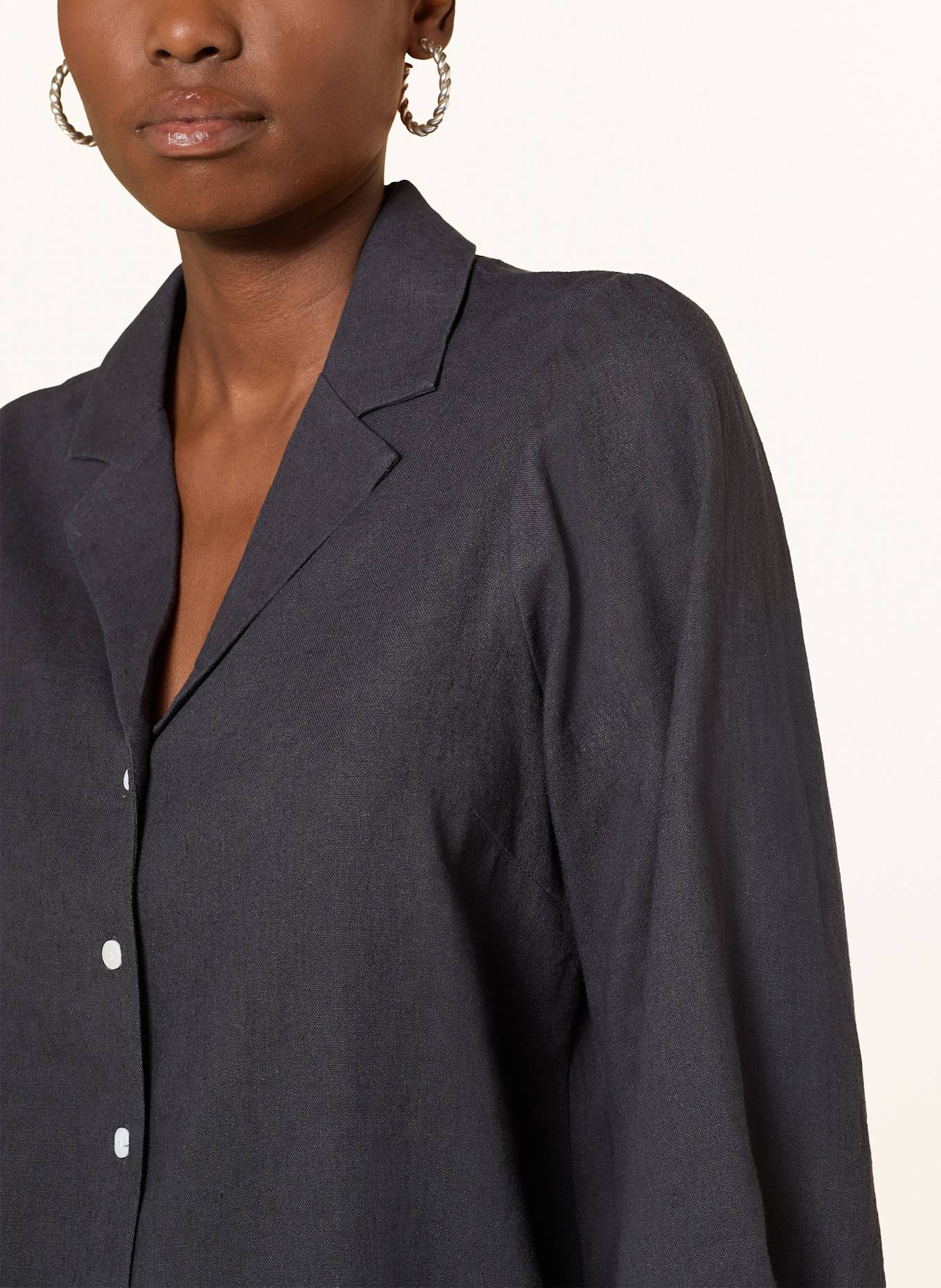 MSCH COPENHAGEN Bluse MSCHPENNIE GINIA mit Leinen und 3/4-Arm: DUNKELGRAU