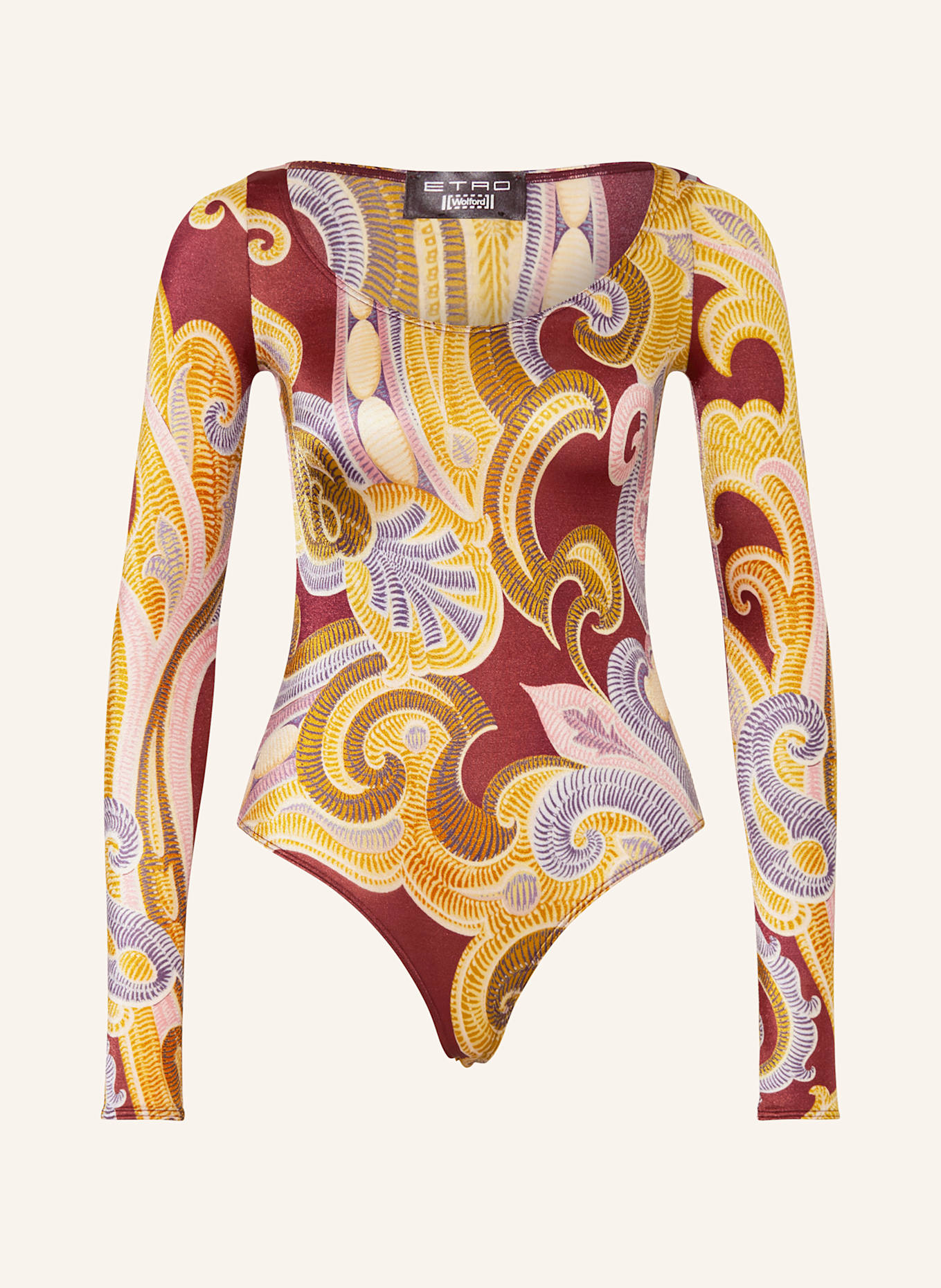 Wolford String body PAISLEY BAROQUE: ŽLUTÁ / TMAVĚ ČERVENÁ / TMAVĚ MODRÁ