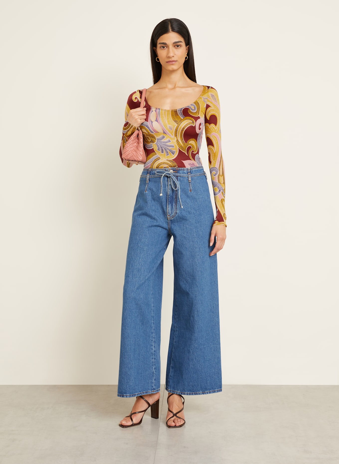 Wolford String body PAISLEY BAROQUE: ŽLUTÁ / TMAVĚ ČERVENÁ / TMAVĚ MODRÁ