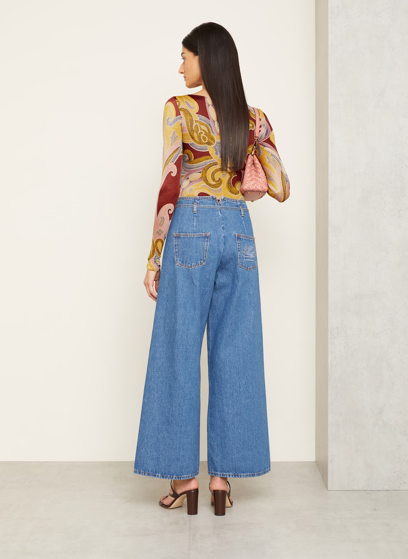 Wolford String body PAISLEY BAROQUE: ŽLUTÁ / TMAVĚ ČERVENÁ / TMAVĚ MODRÁ