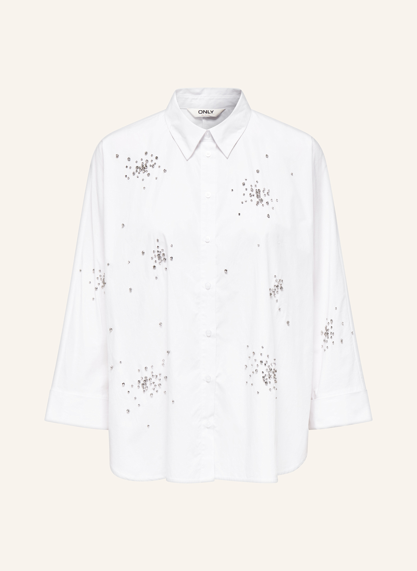 ONLY Hemdbluse mit Schmucksteinen: WEISS