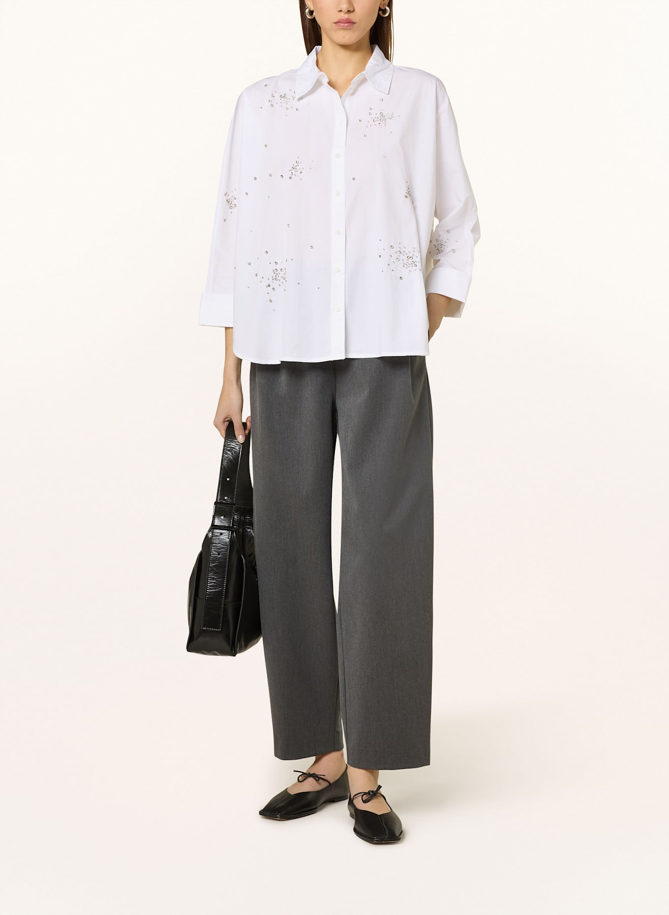 ONLY Hemdbluse mit Schmucksteinen: WEISS