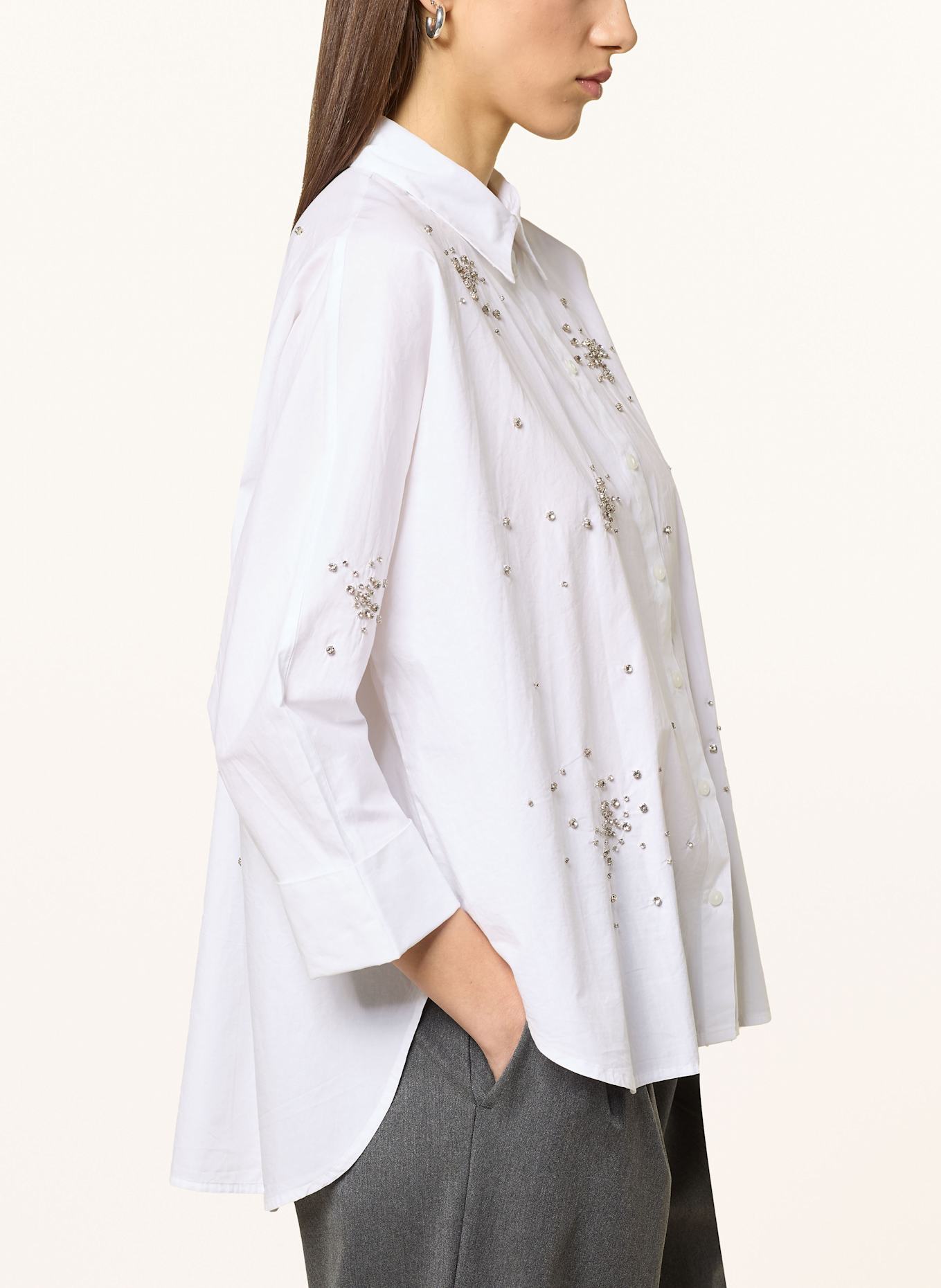 ONLY Hemdbluse mit Schmucksteinen: WEISS